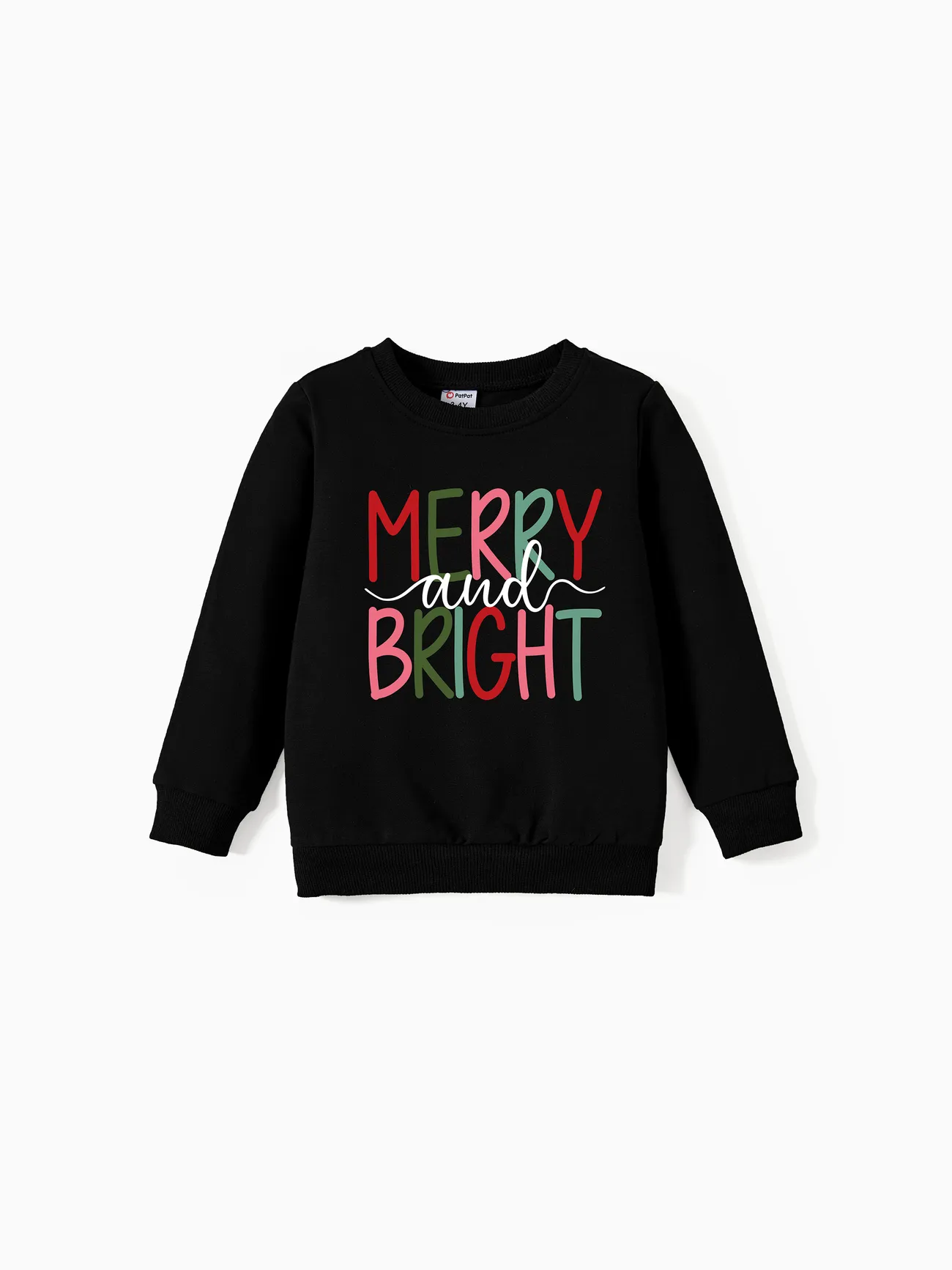 

Christmas Mommy and Me Tops Merry and Bright Letter Print Long Sleeves Sweatshirt/Romper