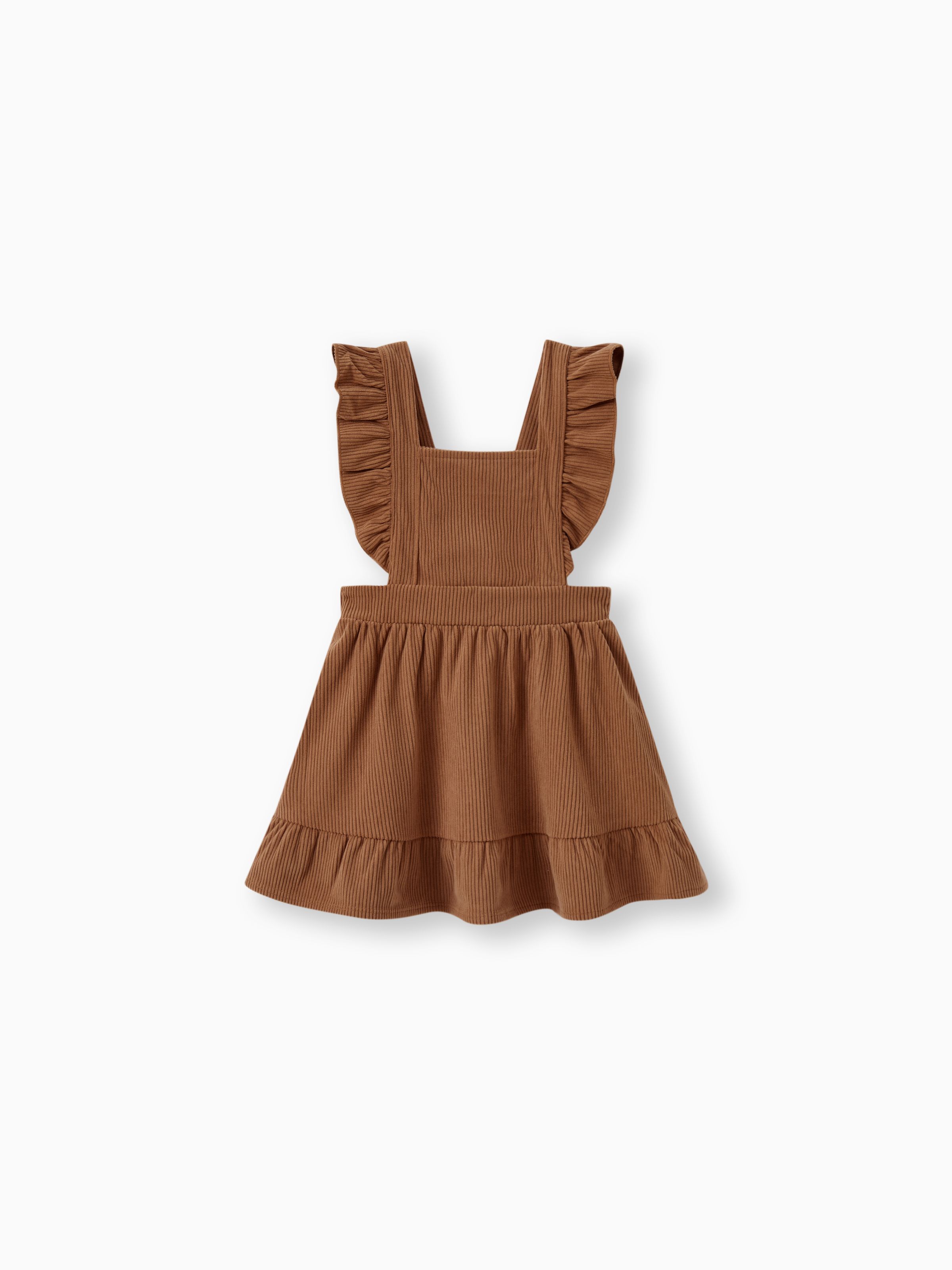 

Family Matching Brown Corduroy Color block Sweatshirt or Adjustable Pinafore Dress