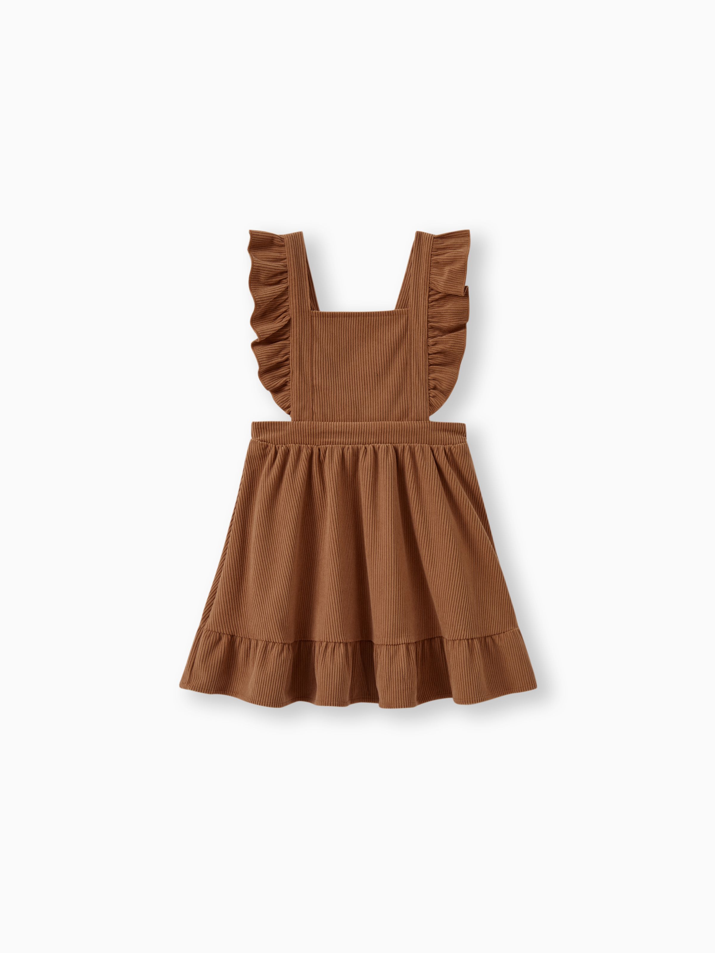 

Family Matching Brown Corduroy Color block Sweatshirt or Adjustable Pinafore Dress