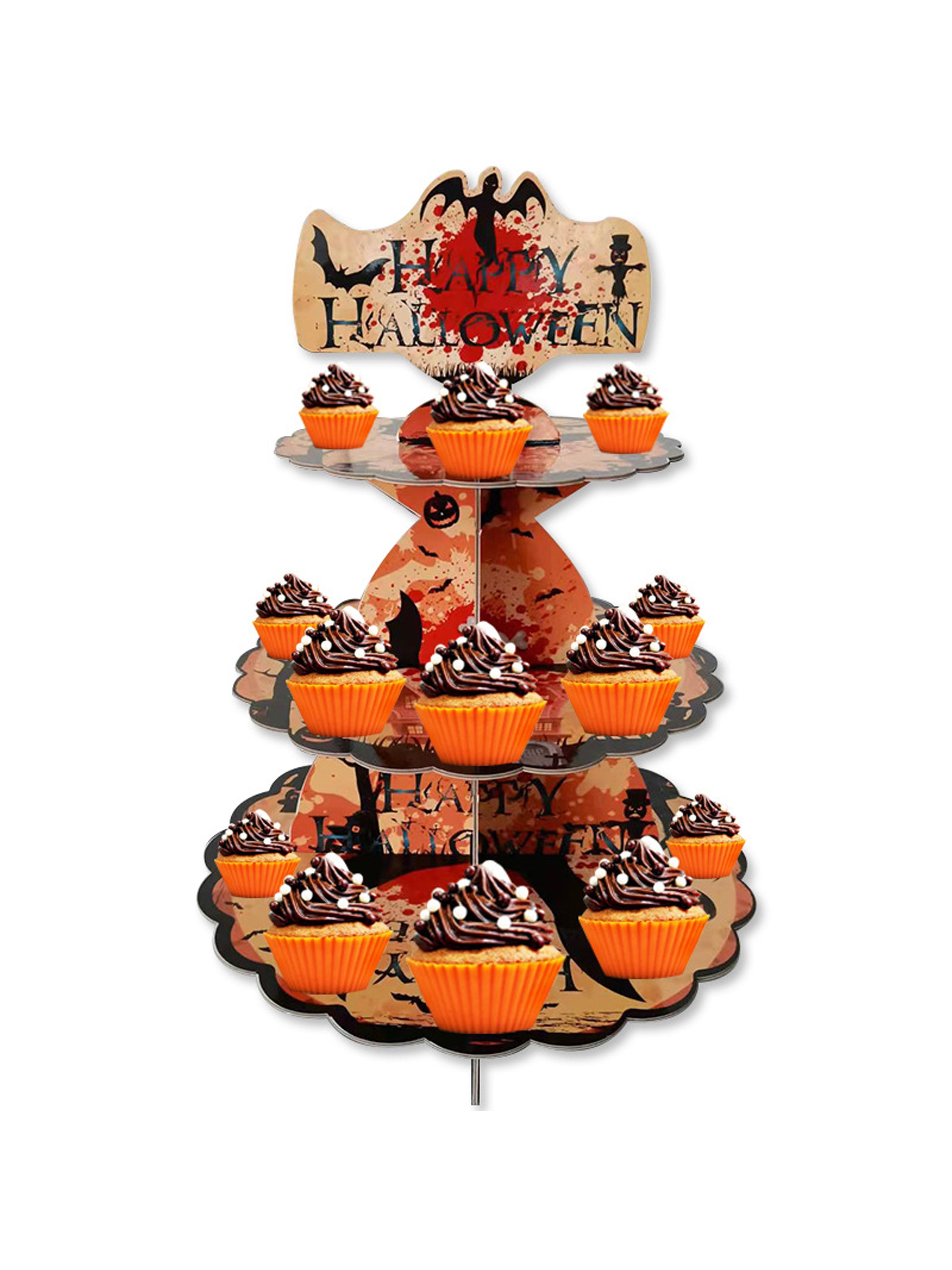 

3-Tier Halloween Cupcake Stand Cardboard Cupcake Stand Holder Dessert Tower Tray