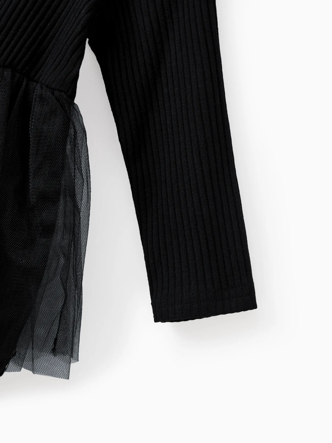 Baby Girl - Family Matching Sets Black Plaid Shirt or Elegant Ribbed Top Flowy Tulle Mesh Dress - Black - image 16