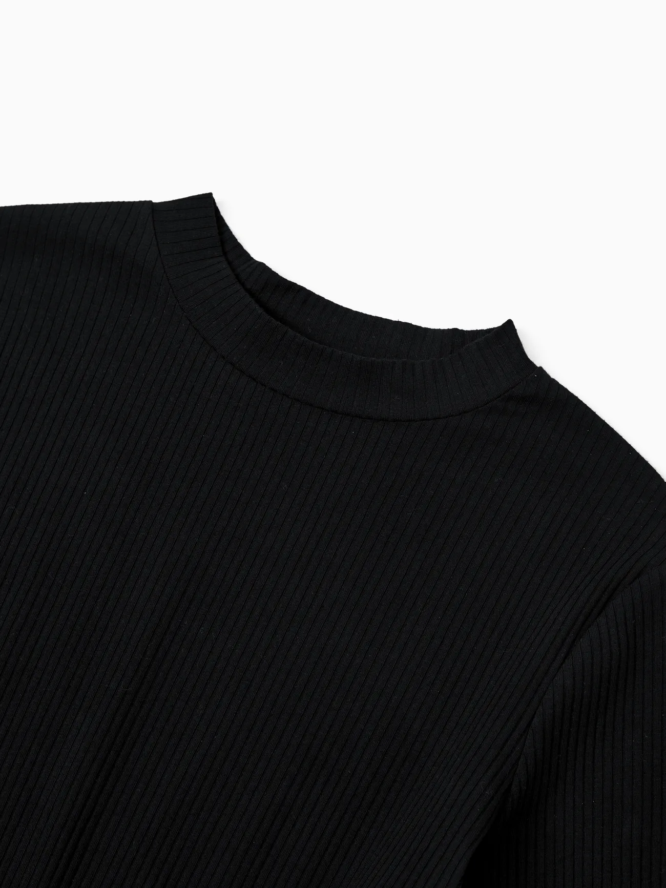 Women - Family Matching Sets Black Plaid Shirt or Elegant Ribbed Top Flowy Tulle Mesh Dress - Black - image 4