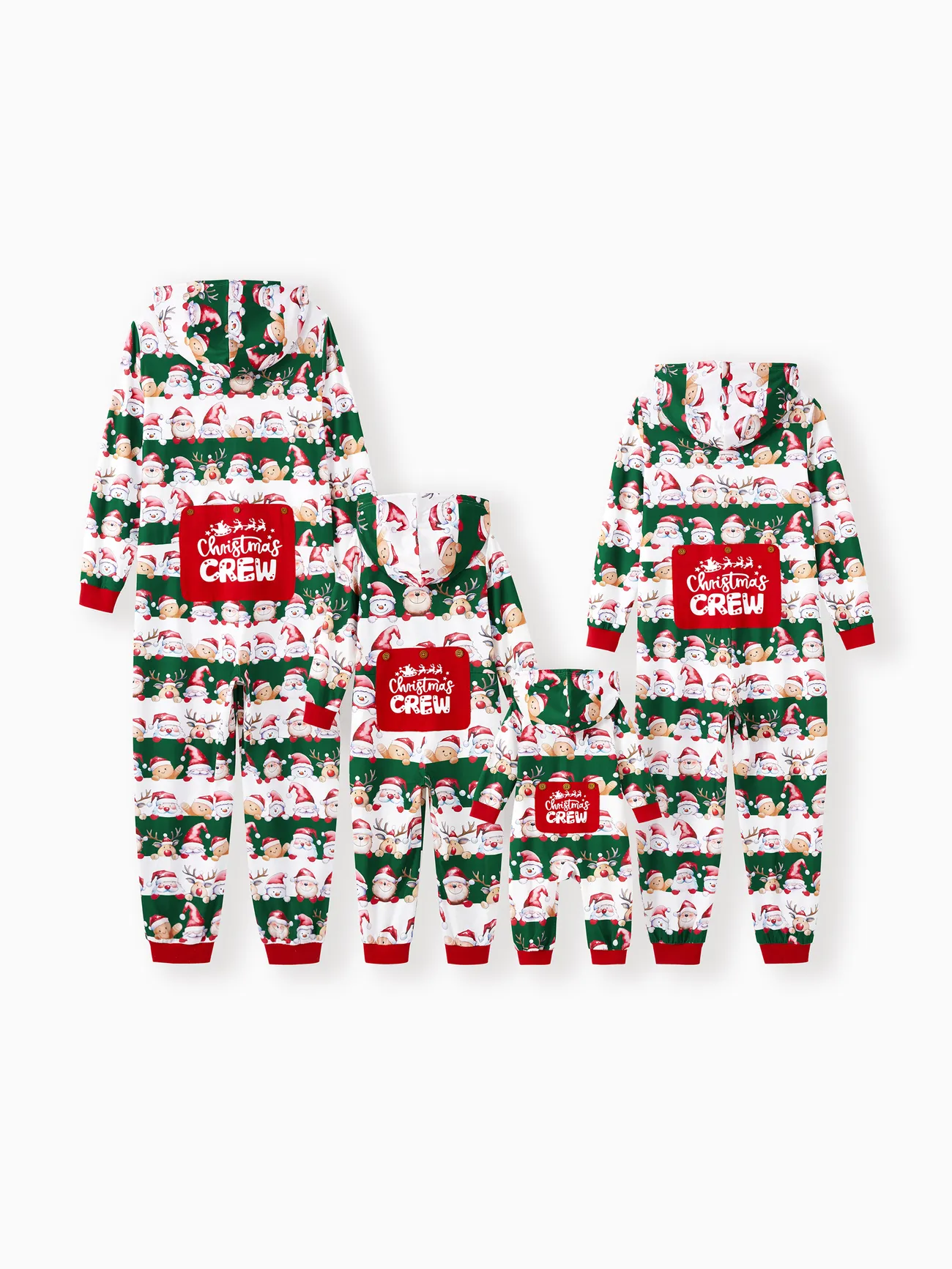 Christmas Onesie - Green and White Family Matching Pajamas ( Snowman, Reindeer, Santa Pattern)