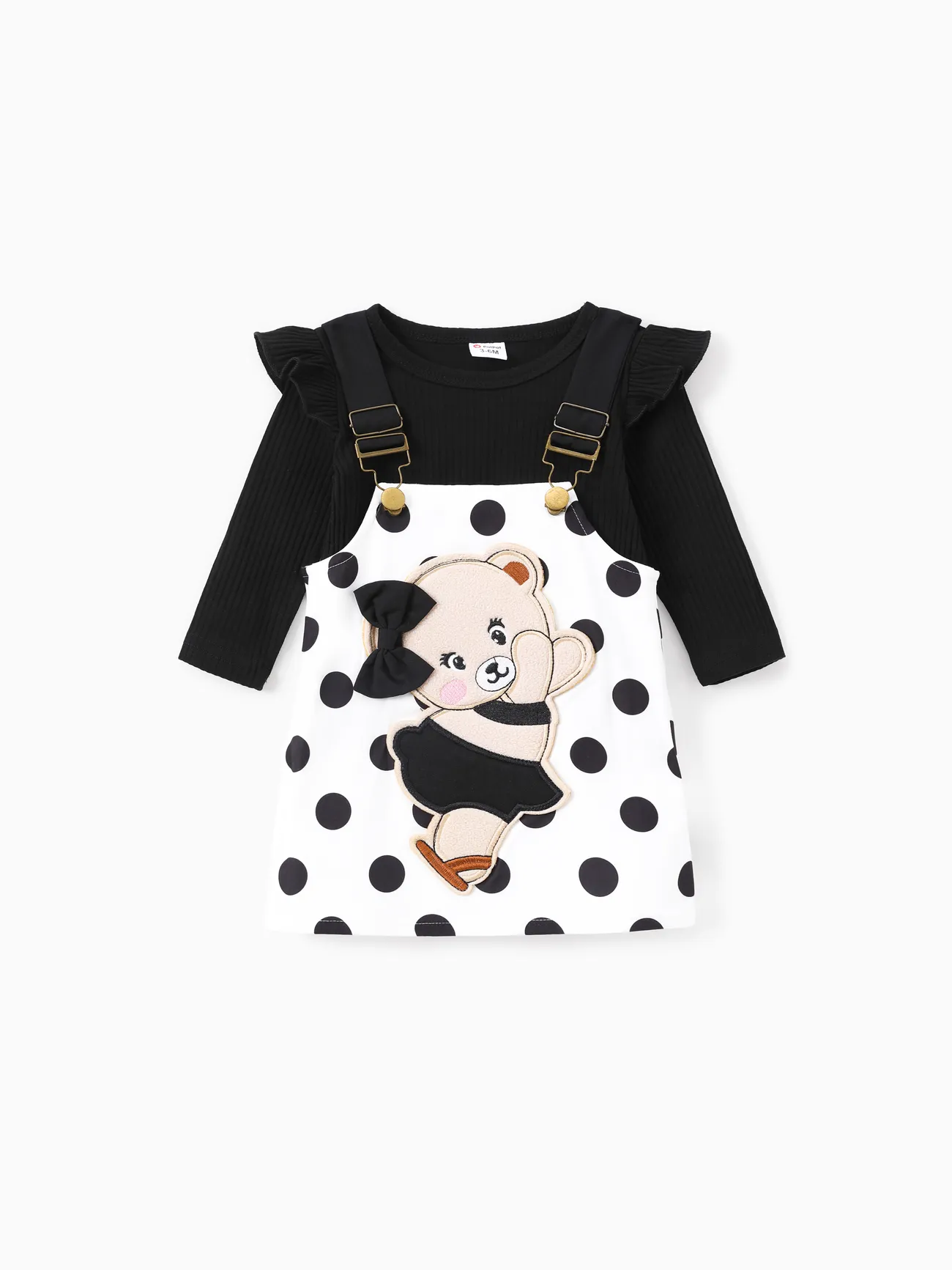 Baby Girl 2pcs Bear Style Tee and Embroidered Dress Set