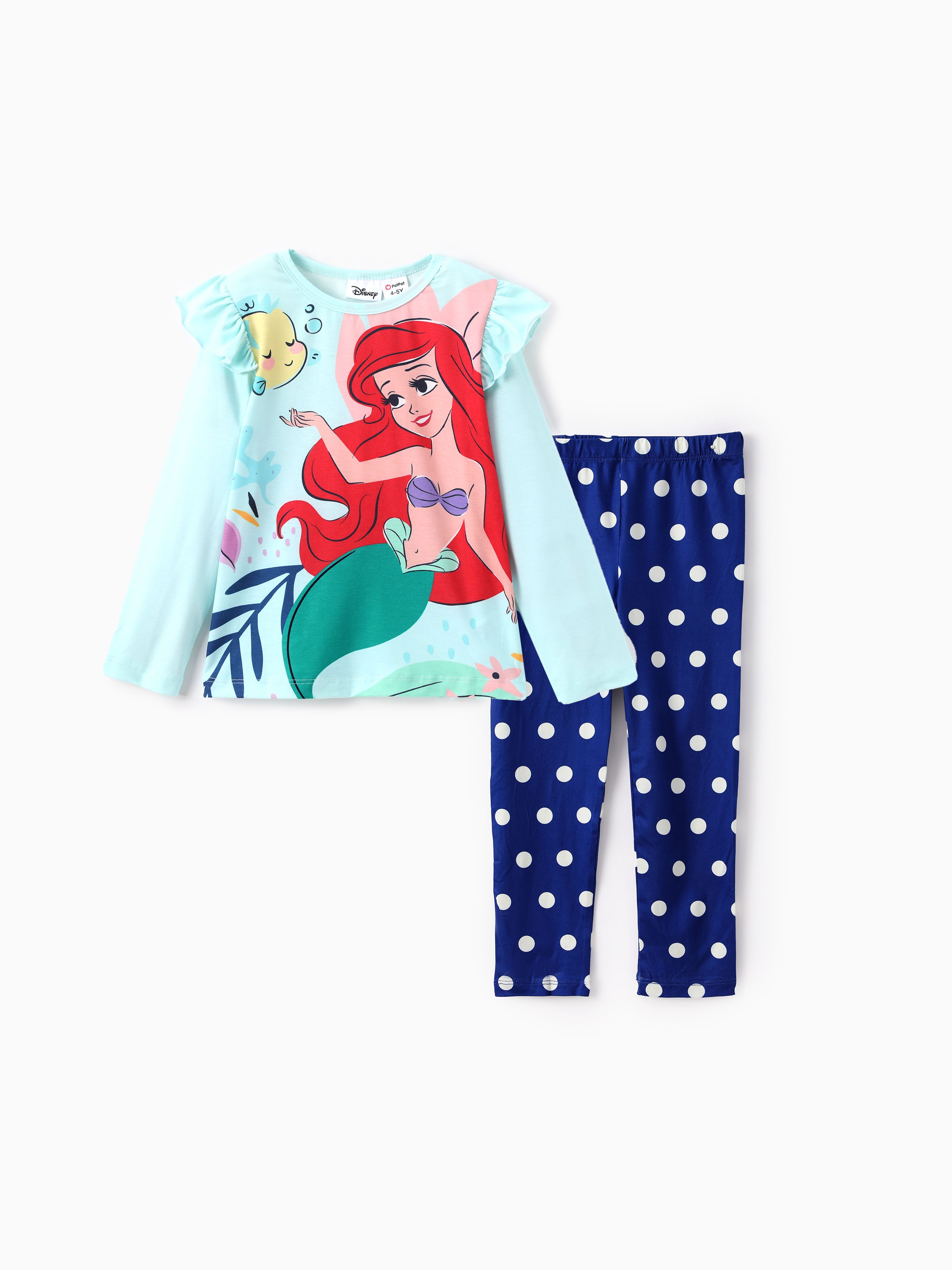 

Disney Princess Toddler Girl 2pcs Naia™ Character Print Ruffled Long-sleeve Pullover and Polka Dots Leggings Set