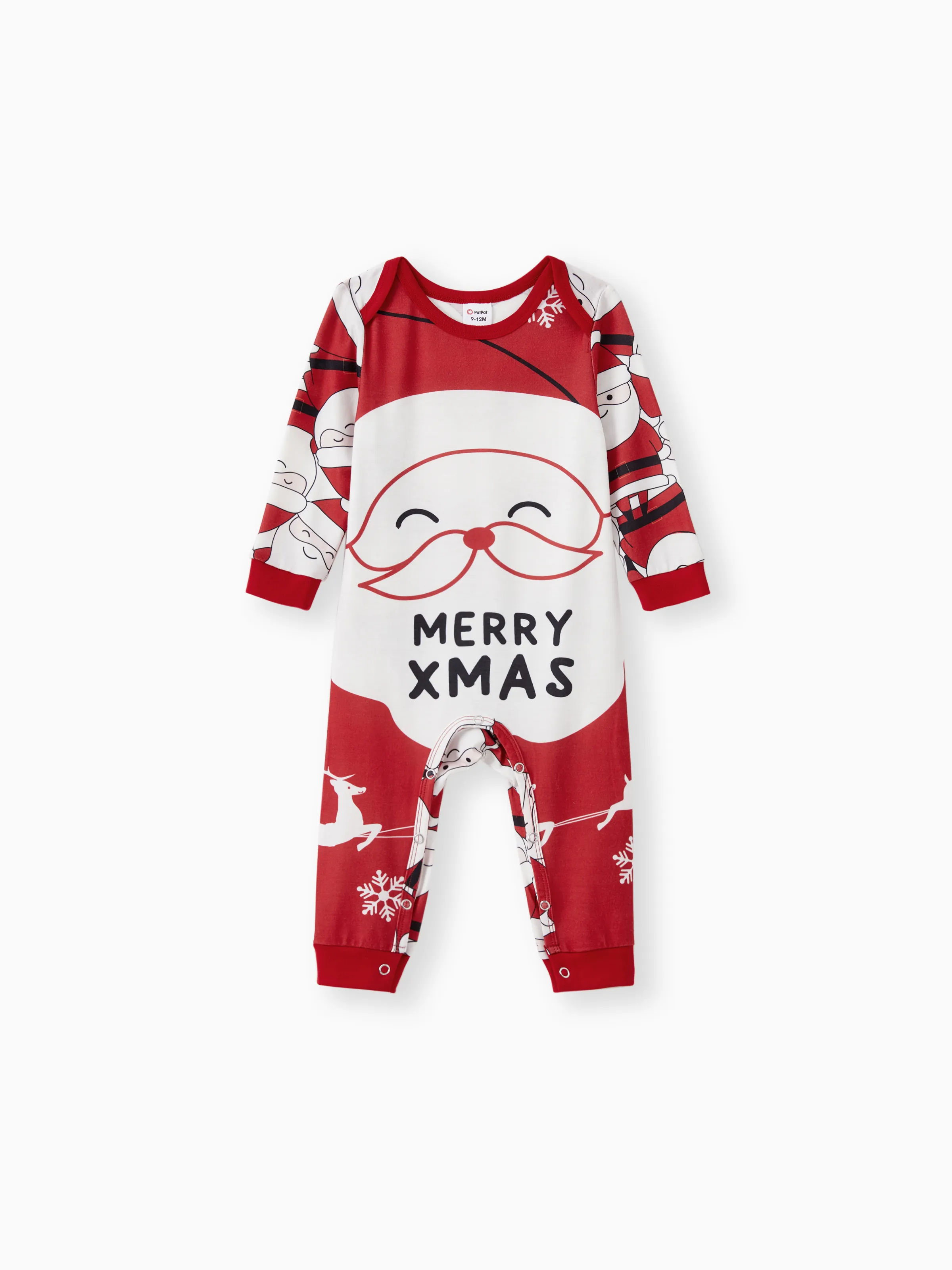 Weihnachten Familie Passende Big Santa Graphic Front Allover Muster Rücken Pyjama Sets Mit Taschen Und Kordelzug