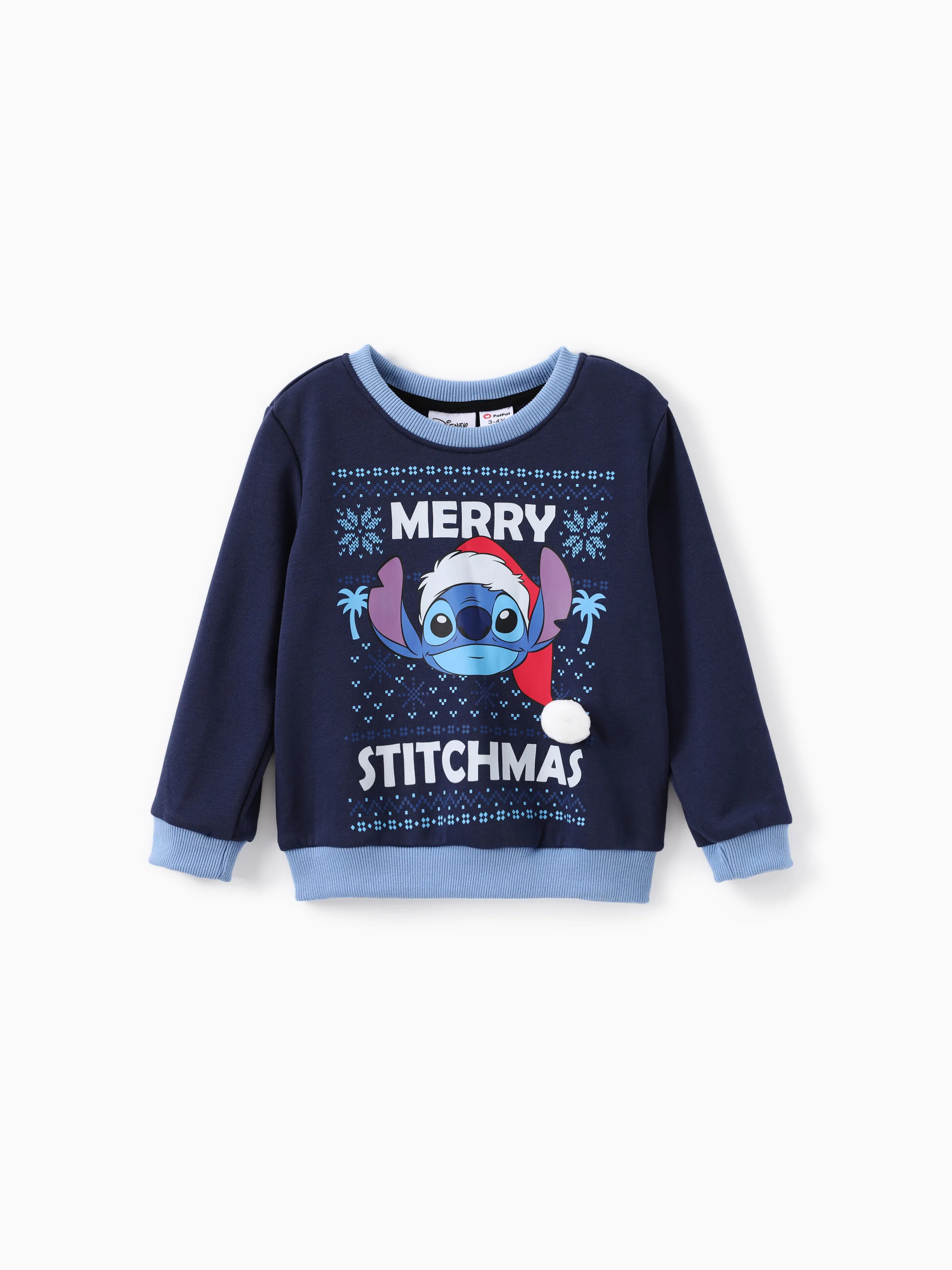 

Disney Stitch Family Matching 3D Pompon Christmas Hat Crew Neck Long-sleeve Sweatshirt