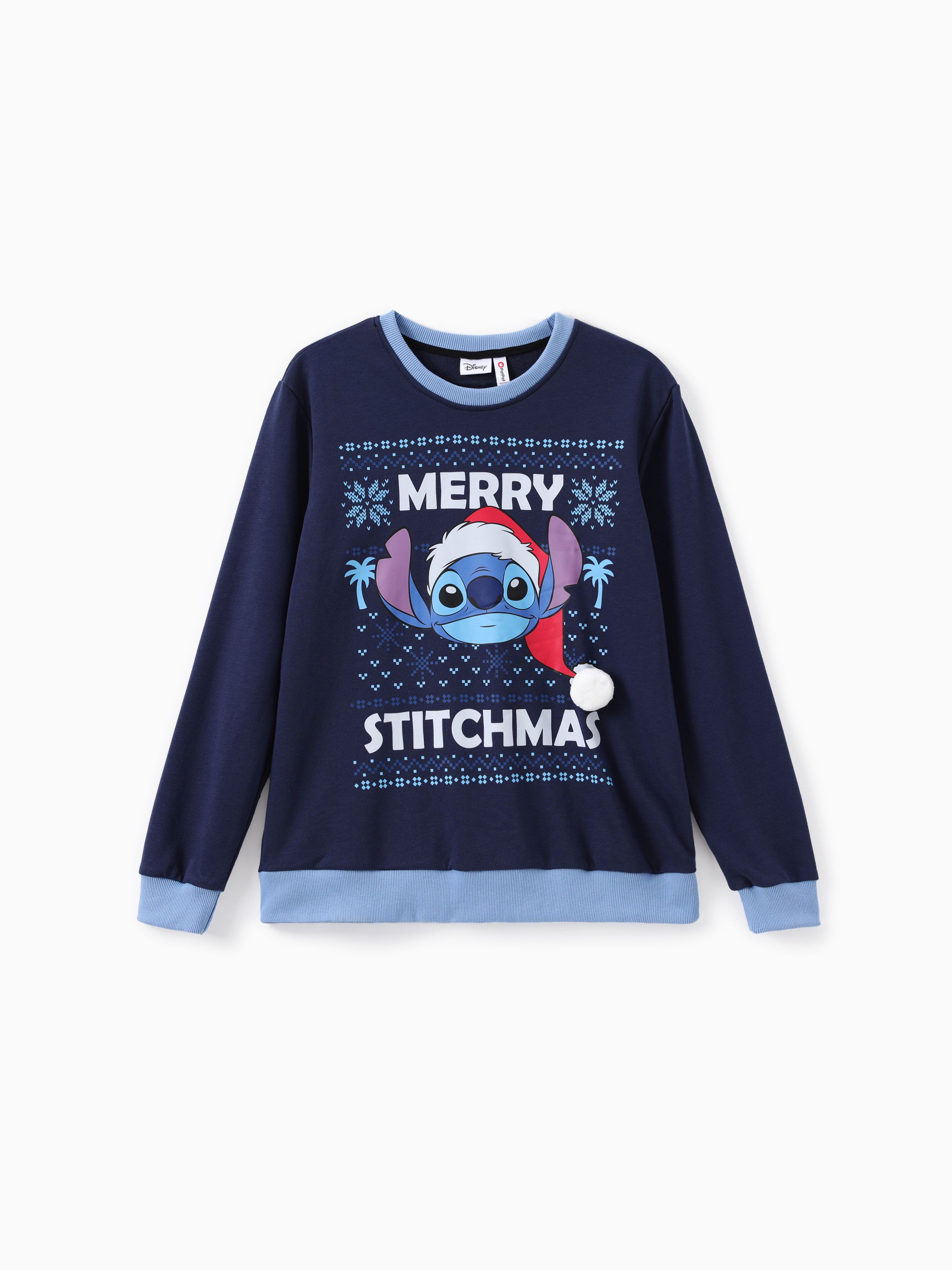 

Disney Stitch Family Matching 3D Pompon Christmas Hat Crew Neck Long-sleeve Sweatshirt