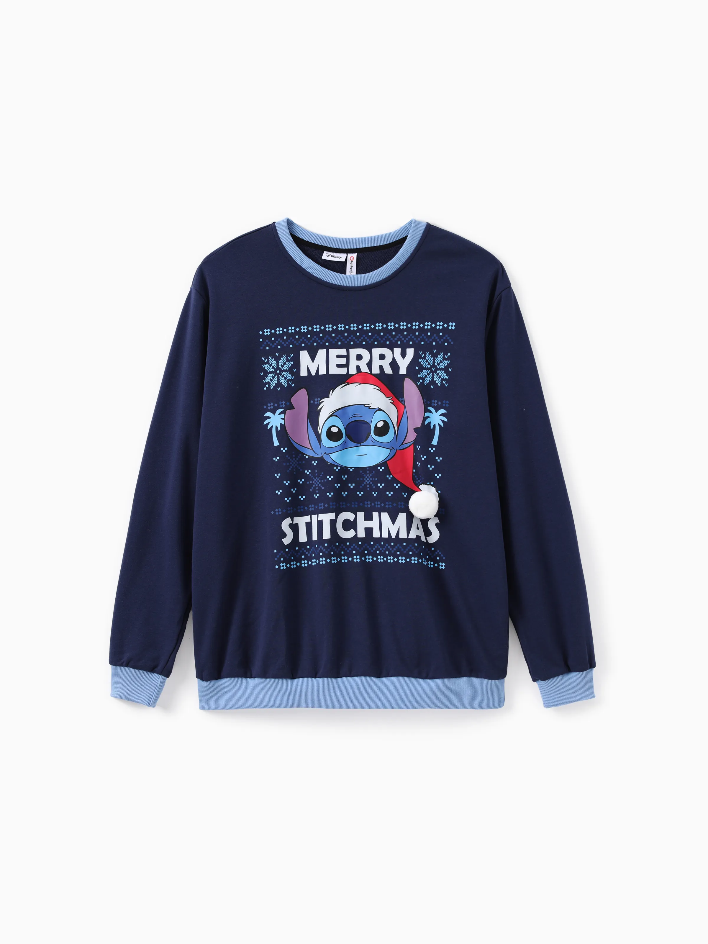 

Disney Stitch Family Matching 3D Pompon Christmas Hat Crew Neck Long-sleeve Sweatshirt