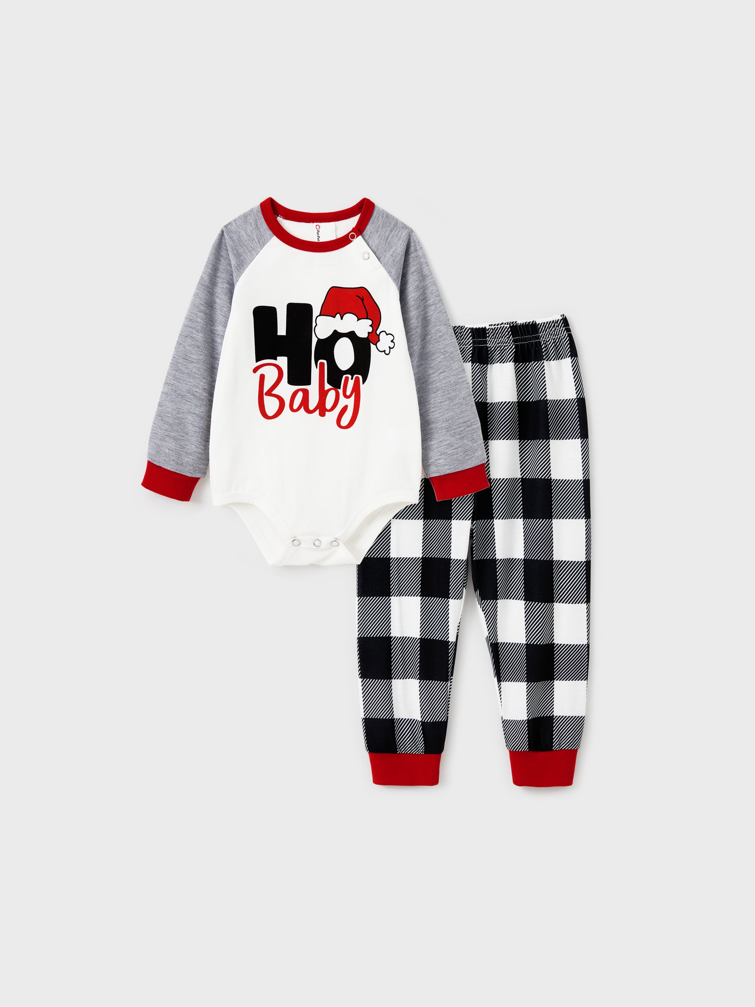 

Christmas Pajamas Family Matching Raglan Sleeves Top Plaid Pants PJs Sets