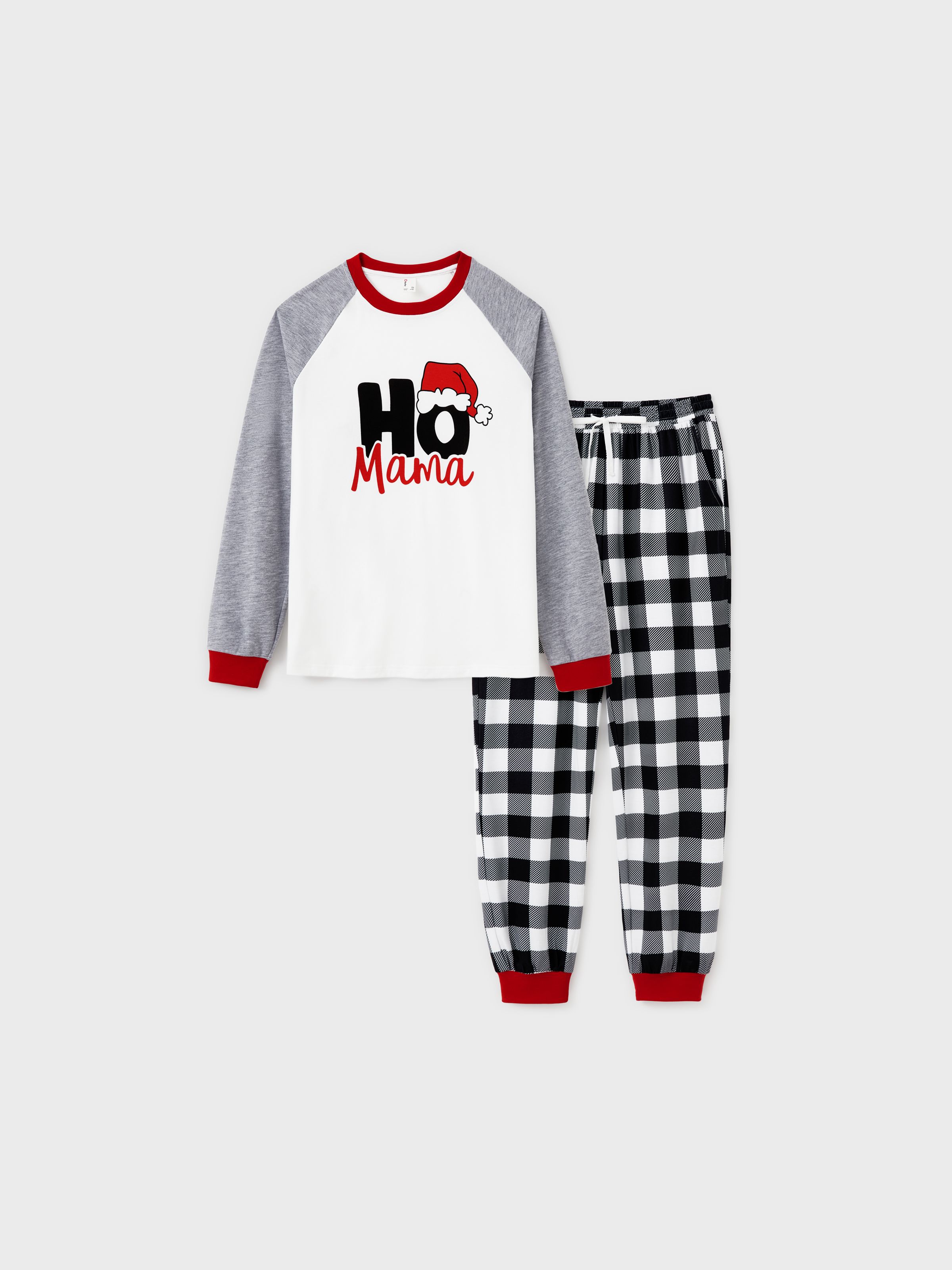 

Christmas Pajamas Family Matching Raglan Sleeves Top Plaid Pants PJs Sets