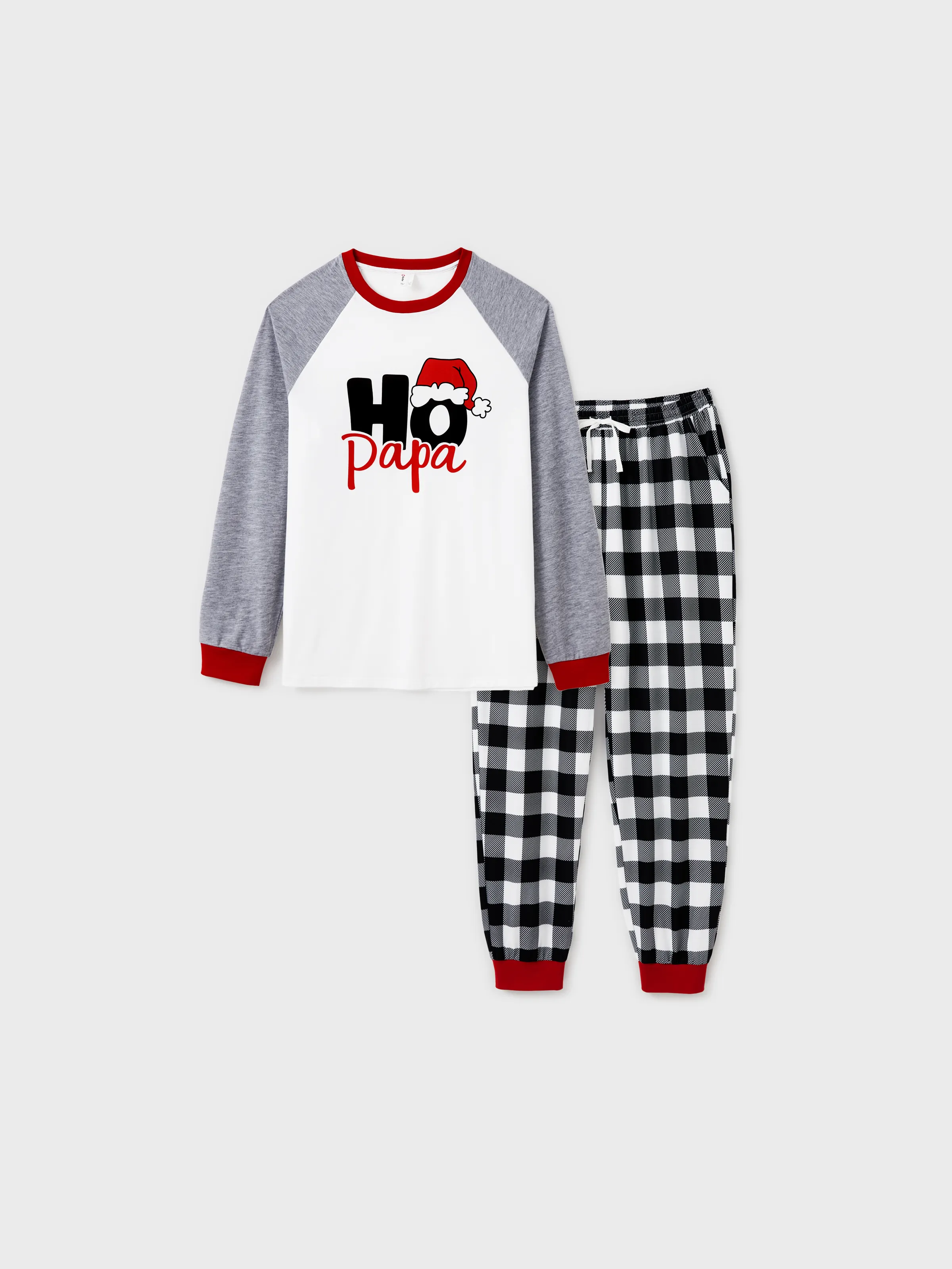 

Christmas Pajamas Family Matching Raglan Sleeves Top Plaid Pants PJs Sets