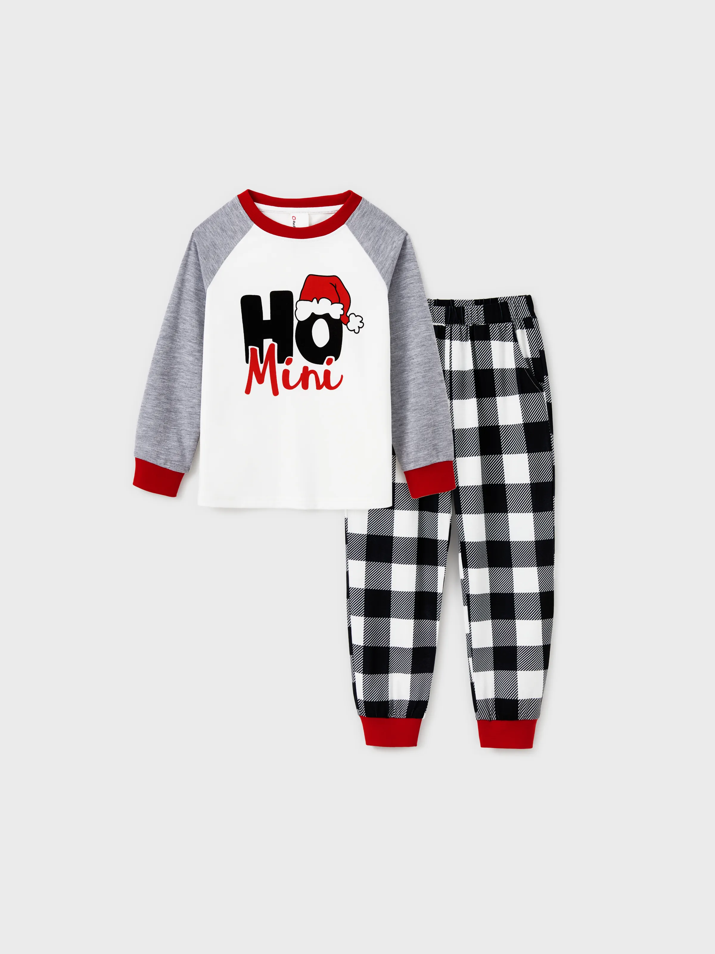 

Christmas Pajamas Family Matching Raglan Sleeves Top Plaid Pants PJs Sets