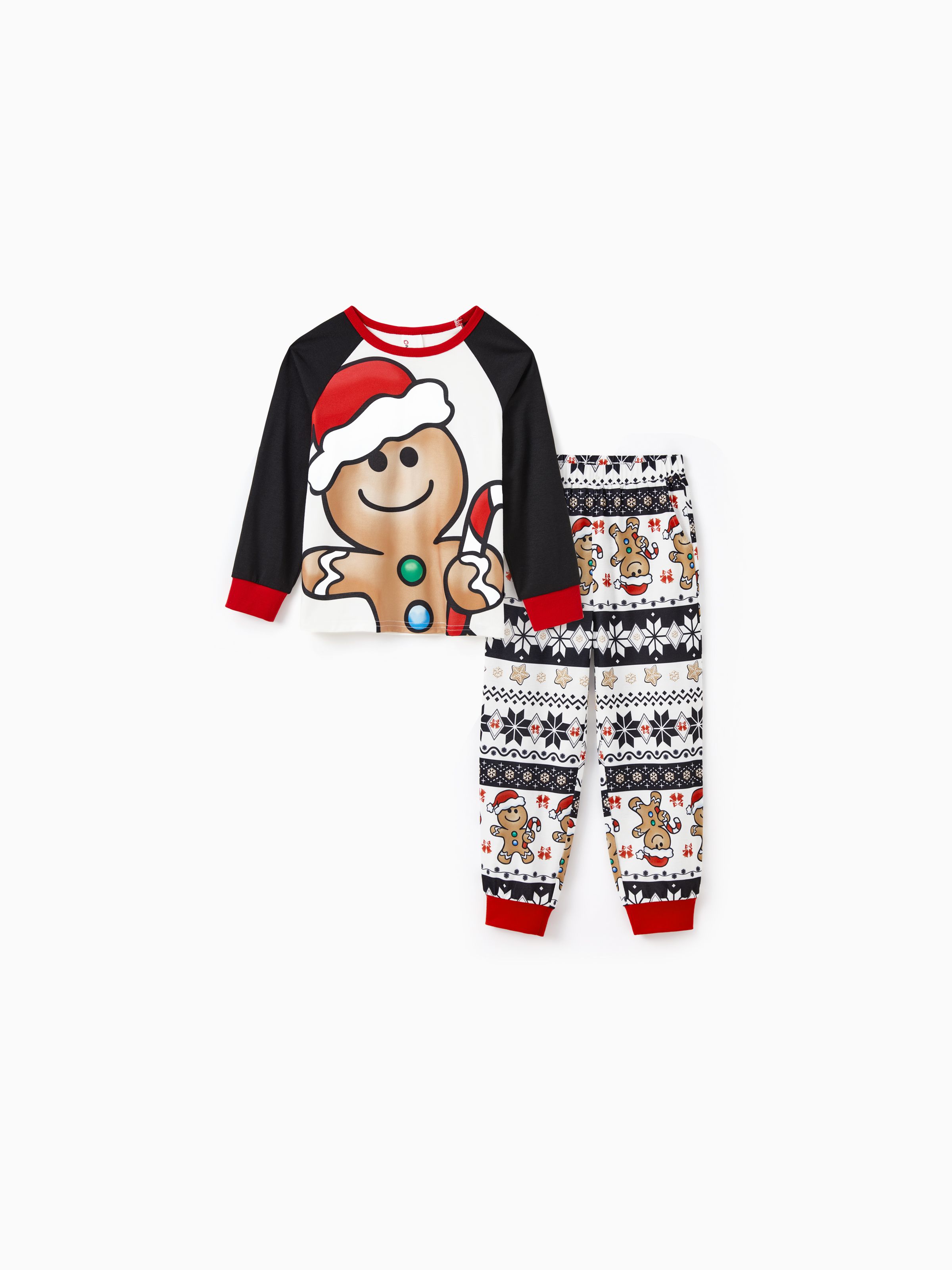 

Christmas Family Matching Raglan Sleeves Gingerbread Man Pajamas Sets with Drawstring and Pockets