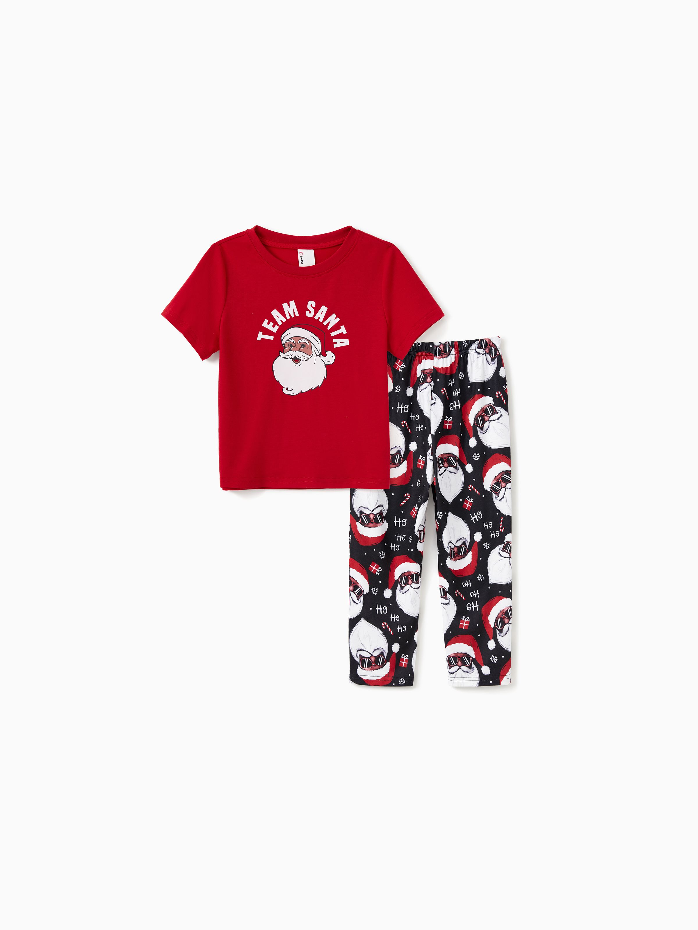 

Christmas Pajamas Family Matching Cool Black Santa Claus Graphic Short Sleeves Pajamas Sets