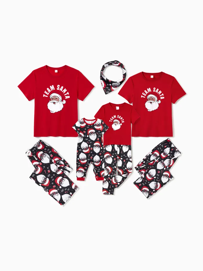 Christmas Pajamas Family Matching Cool Santa Claus Graphic Short Sleeves Pajamas Sets