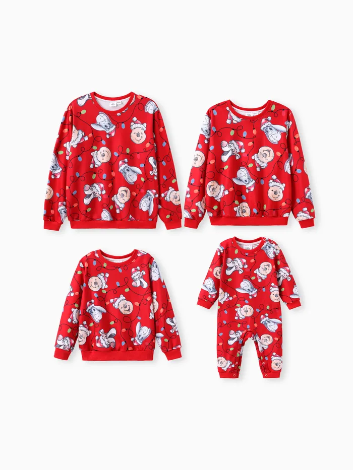 Disney Winnie the Pooh Family matching Christmas Character All-over Print Long-sleeve Top 