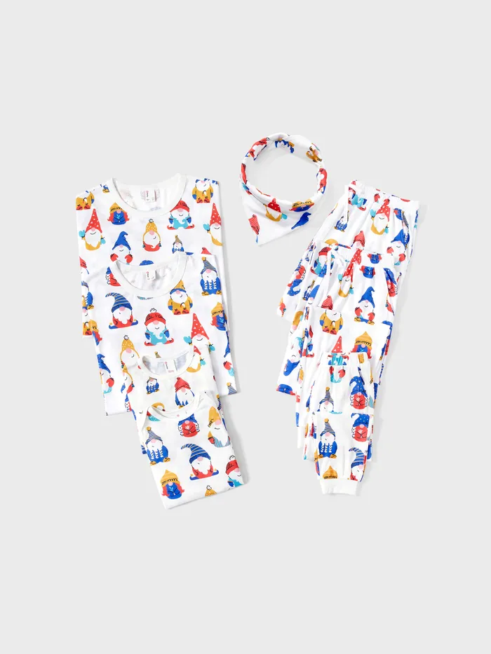 Weihnachten Pyjamas Familie Passende Allover Bunte Zwerg Muster Langarm Pyjama Sets