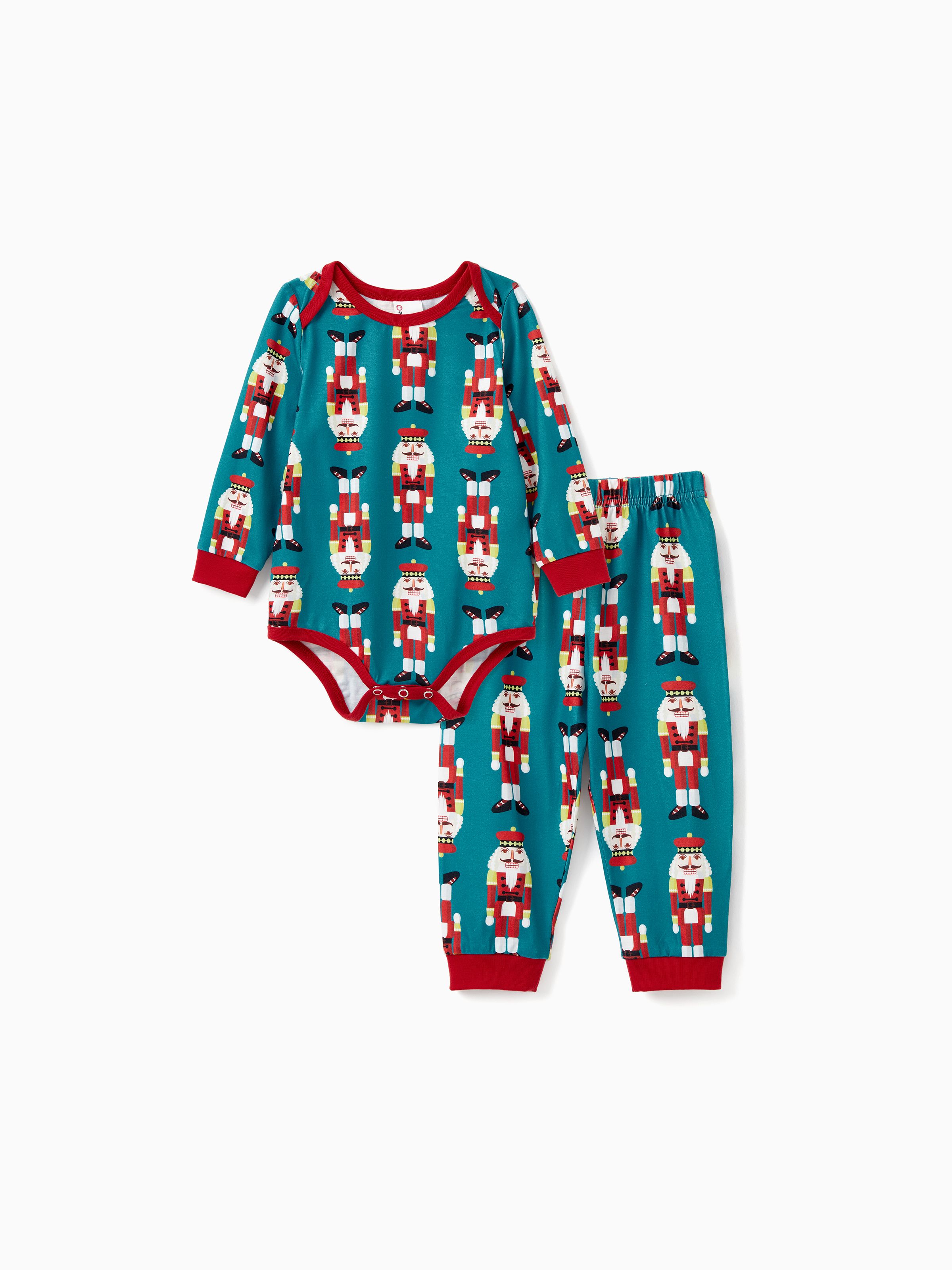 Conjuntos de pijamas con cuello con estampado de cascanueces a juego con la familia de Navidad