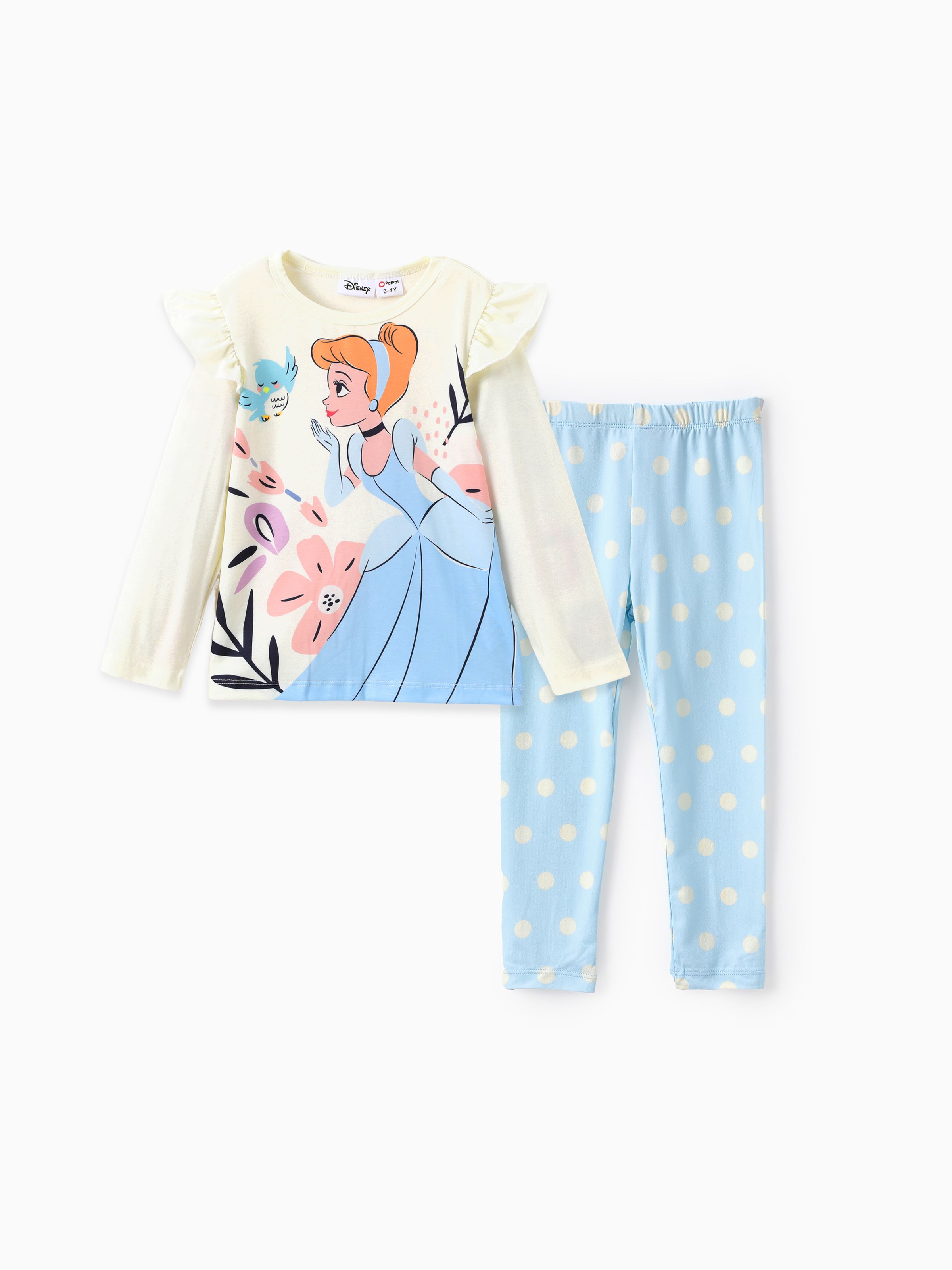 

Disney Princess Toddler Girl 2pcs Naia™ Character Print Ruffled Long-sleeve Pullover and Polka Dots Leggings Set