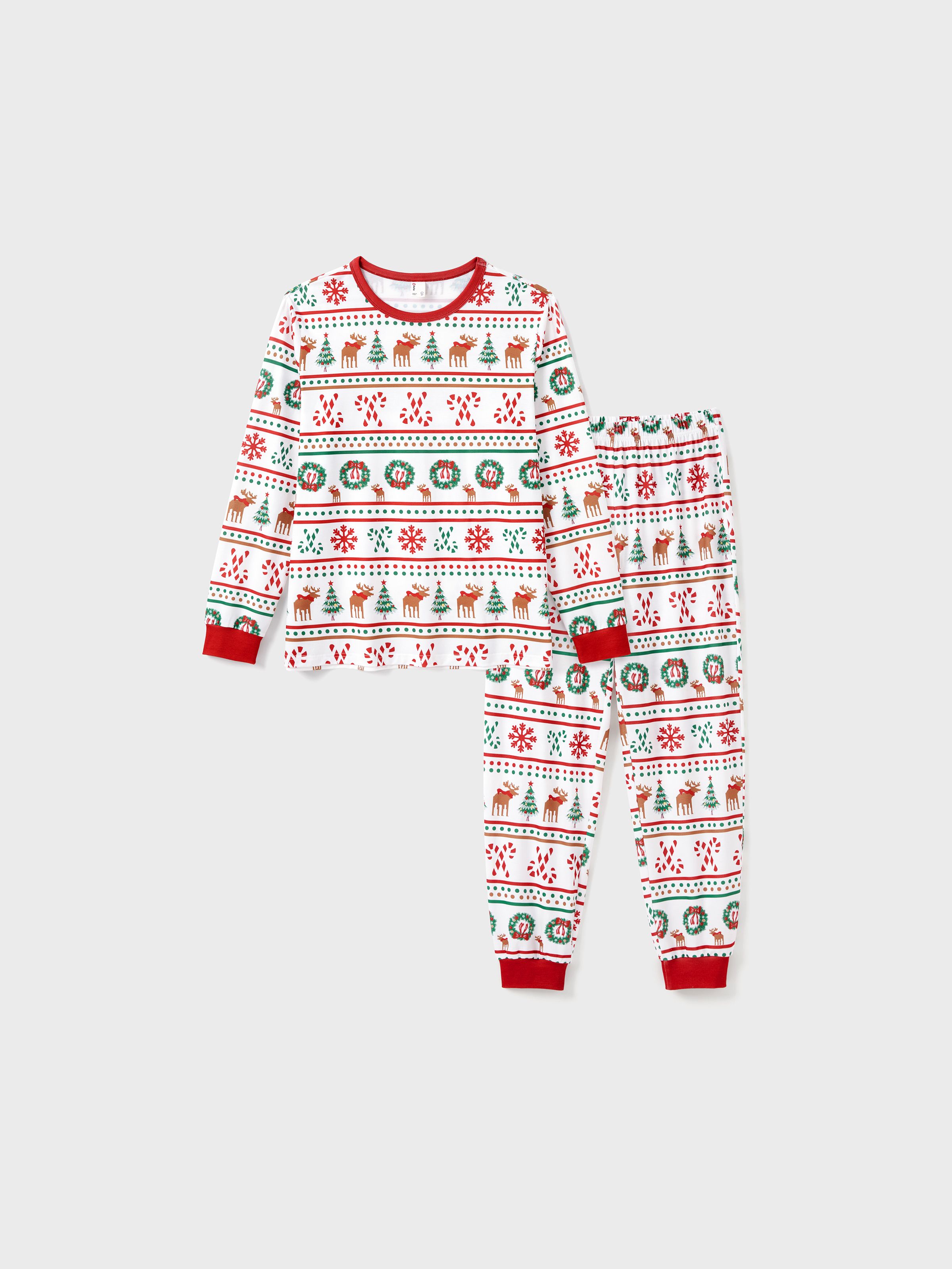 

Christmas Family Matching Allover Reindeer/Snowflake/Xmas Tree Pattern Pajamas Sets