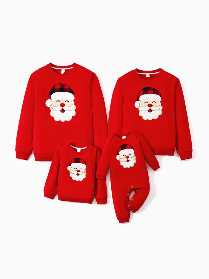 Tops navideños Papá Noel a juego con la familia Sudadera/mameluco rojo