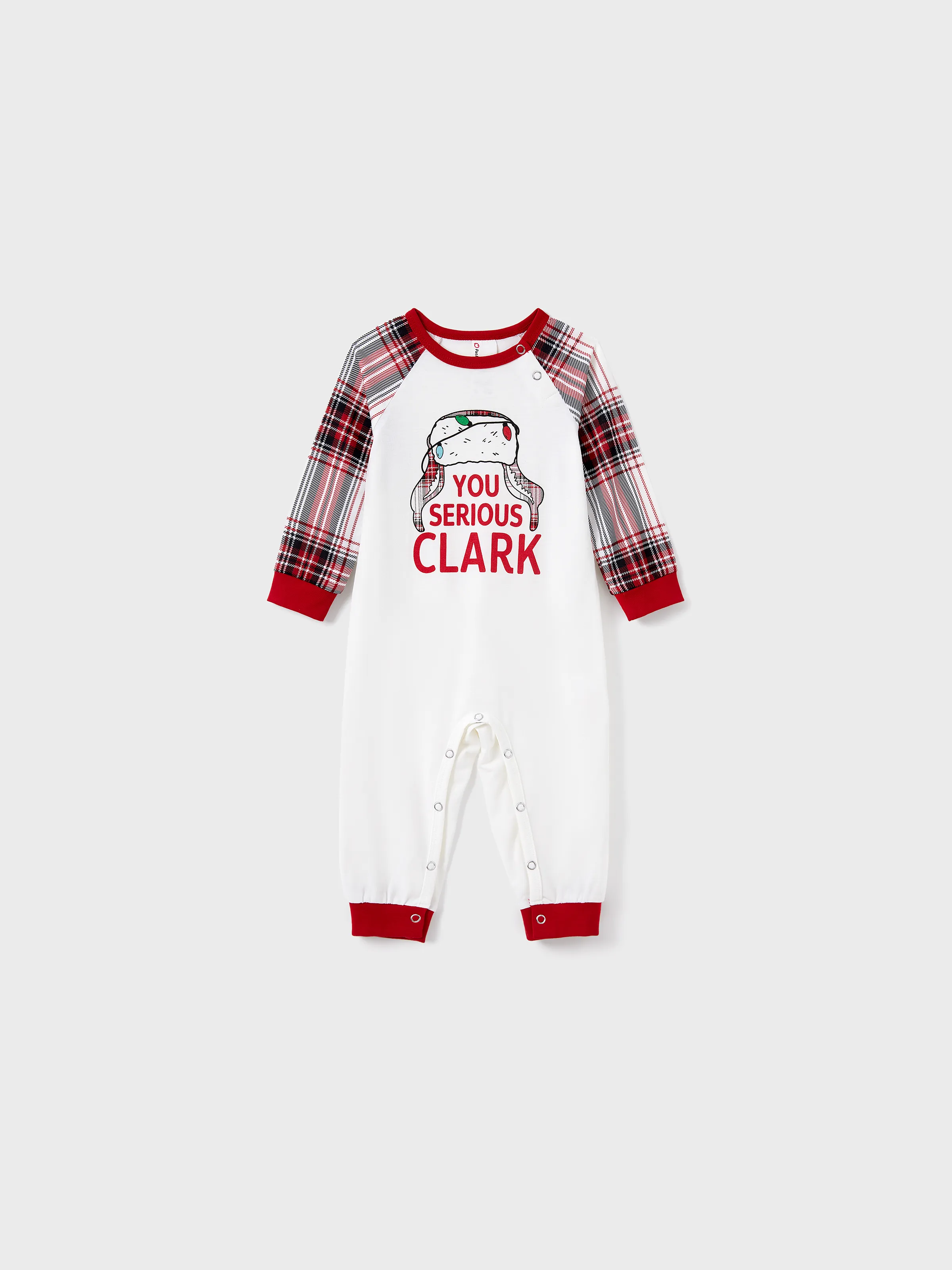 

Christmas Family Matching Pajamas Sets 'You Serious, Clark' Raglan Sleeves Top and Plaid Pants with Drawstring and Pockets