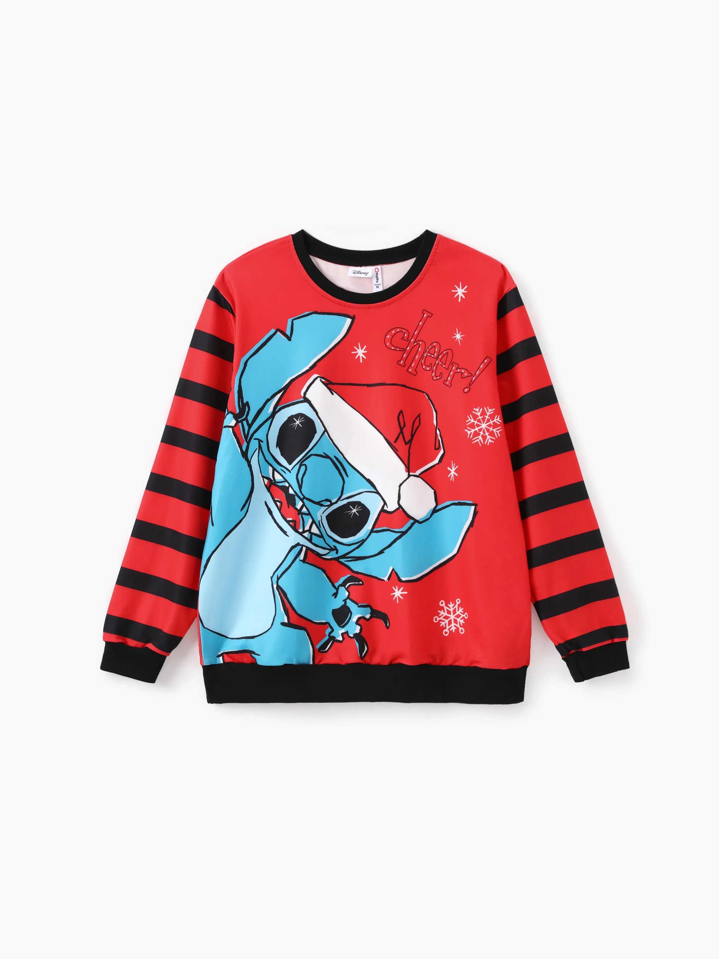 

Disney Stitch Family Matching Christmas Stitch Snowflake Striped Print Long-sleeve Sweatshirt