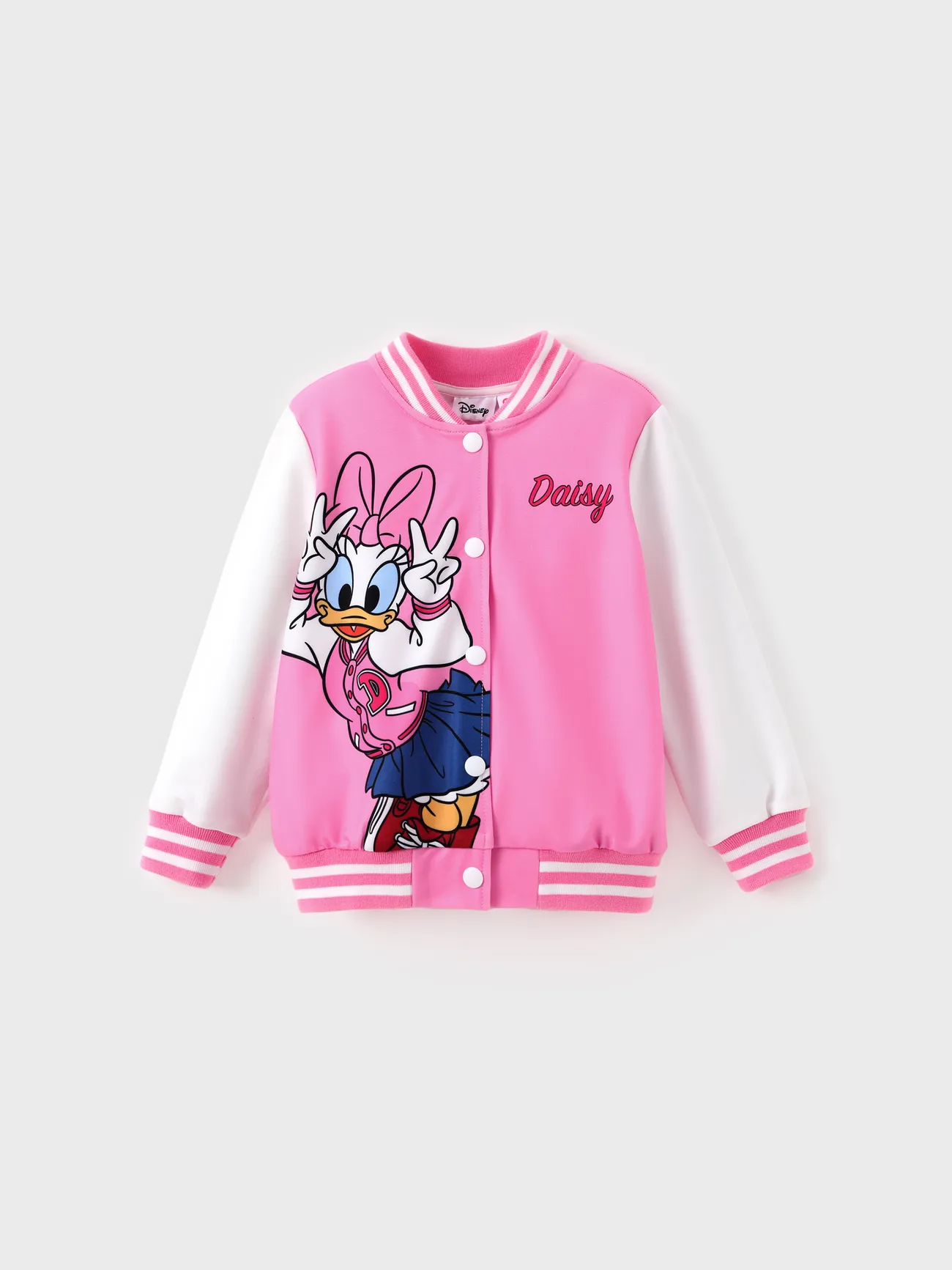 

Disney Mickey and Friends Toddler/Kids Girl Letter Print Colorblock Lightweight Bomber Jacket