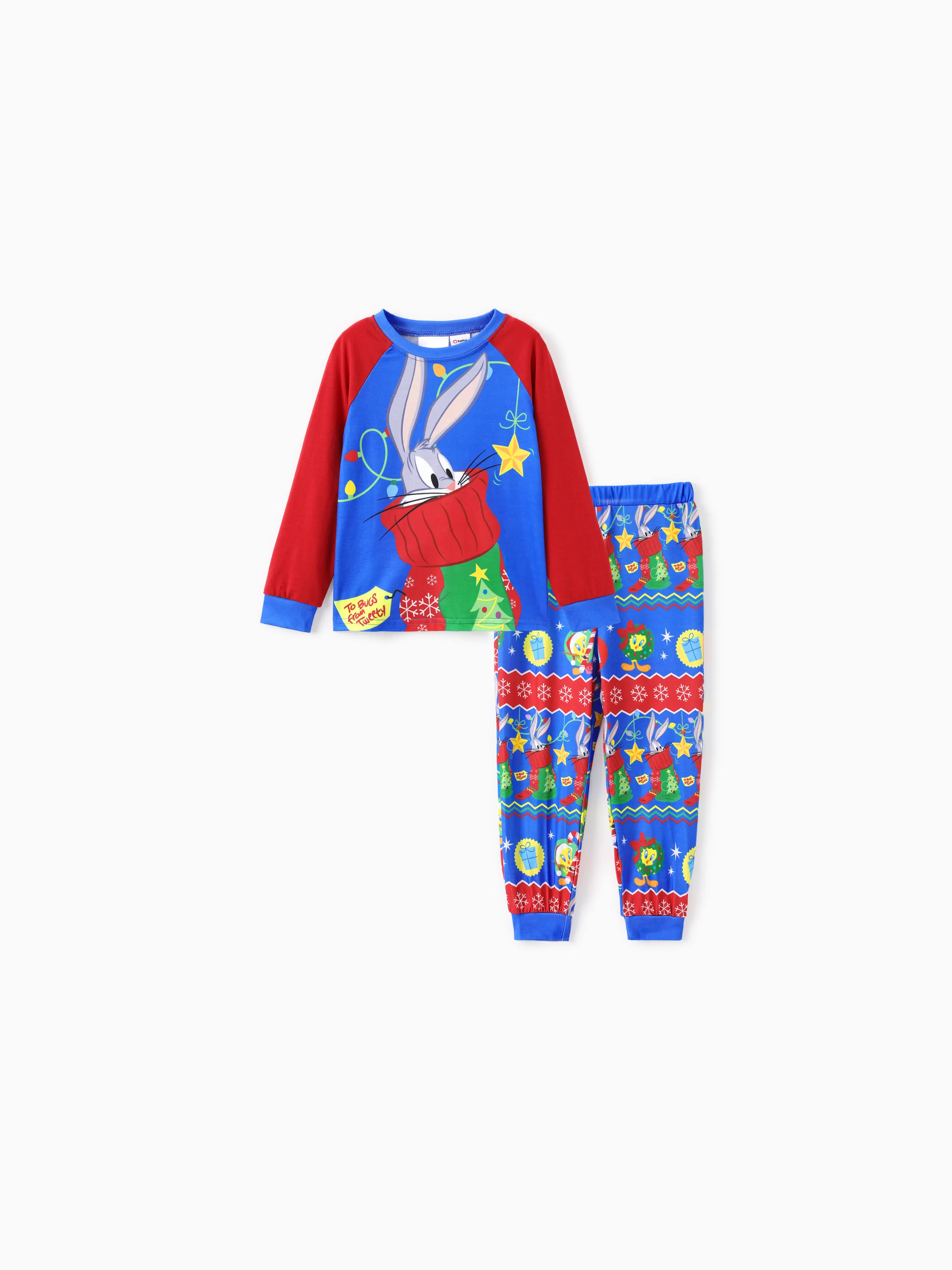 

Looney Tunes Family Matching Christmas Character Print Contrasted Long-sleeve Pajamas Set(Flame resistance)