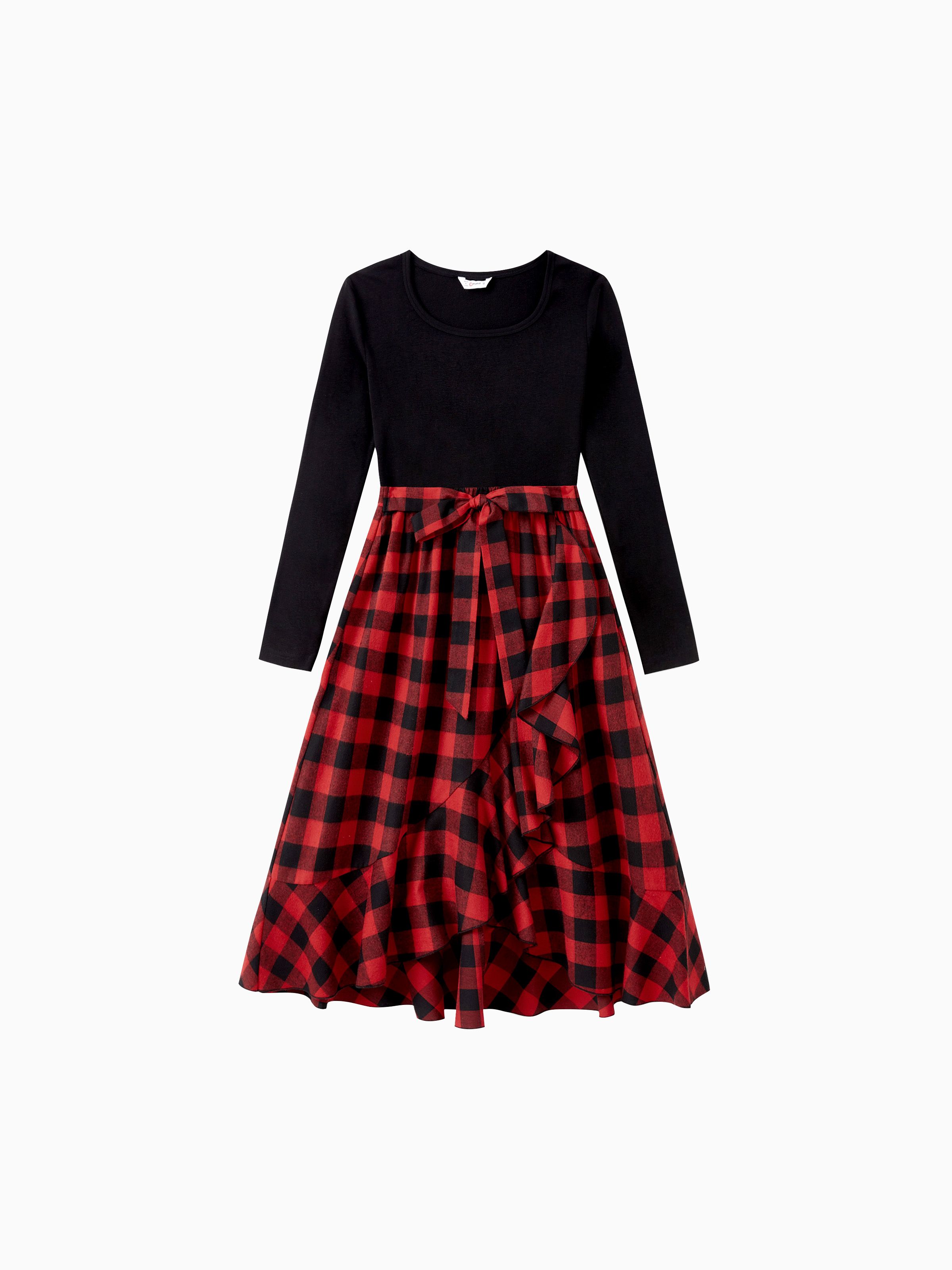 

Matching Family Outfits Black and Red Plaid Co-ord Sets Hi-Low Flowy Hemline