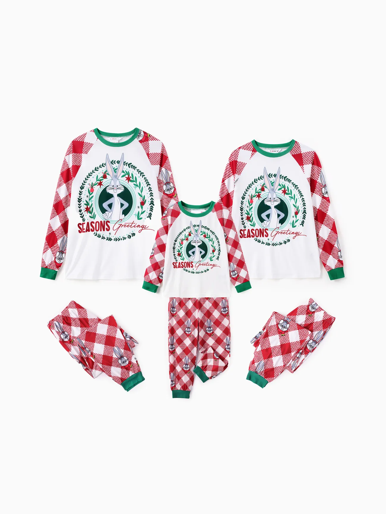 Looney Tunes Family Matching Christmas Character Print Top De Manga Larga Contrastada Y Conjunto De Pantalones Integrales (resistencia al llama)