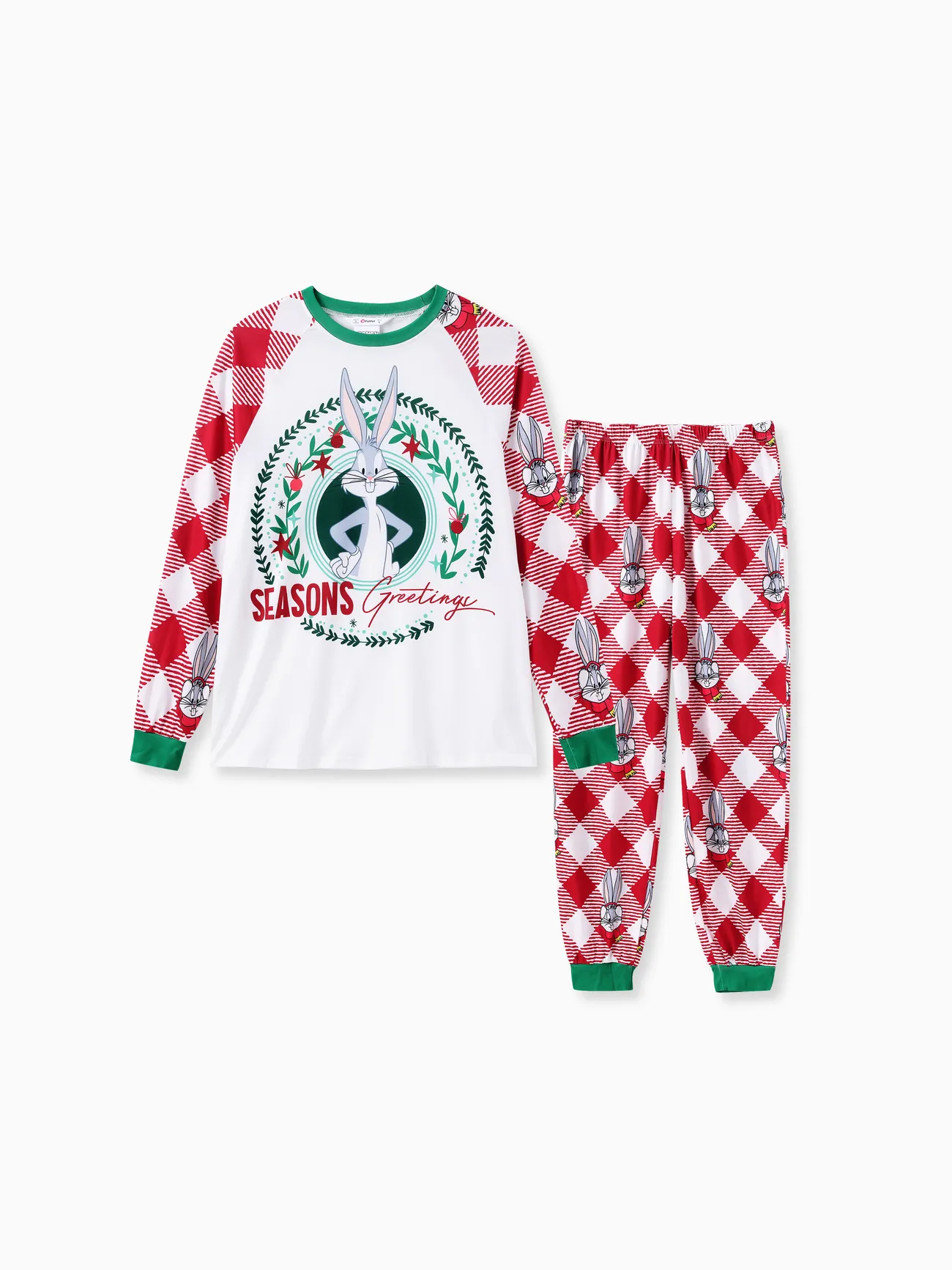 

Looney Tunes Family Matching Christmas Character Print Contrasted Long-sleeve Pajamas Top And Allover Pants Set(flame resistance)