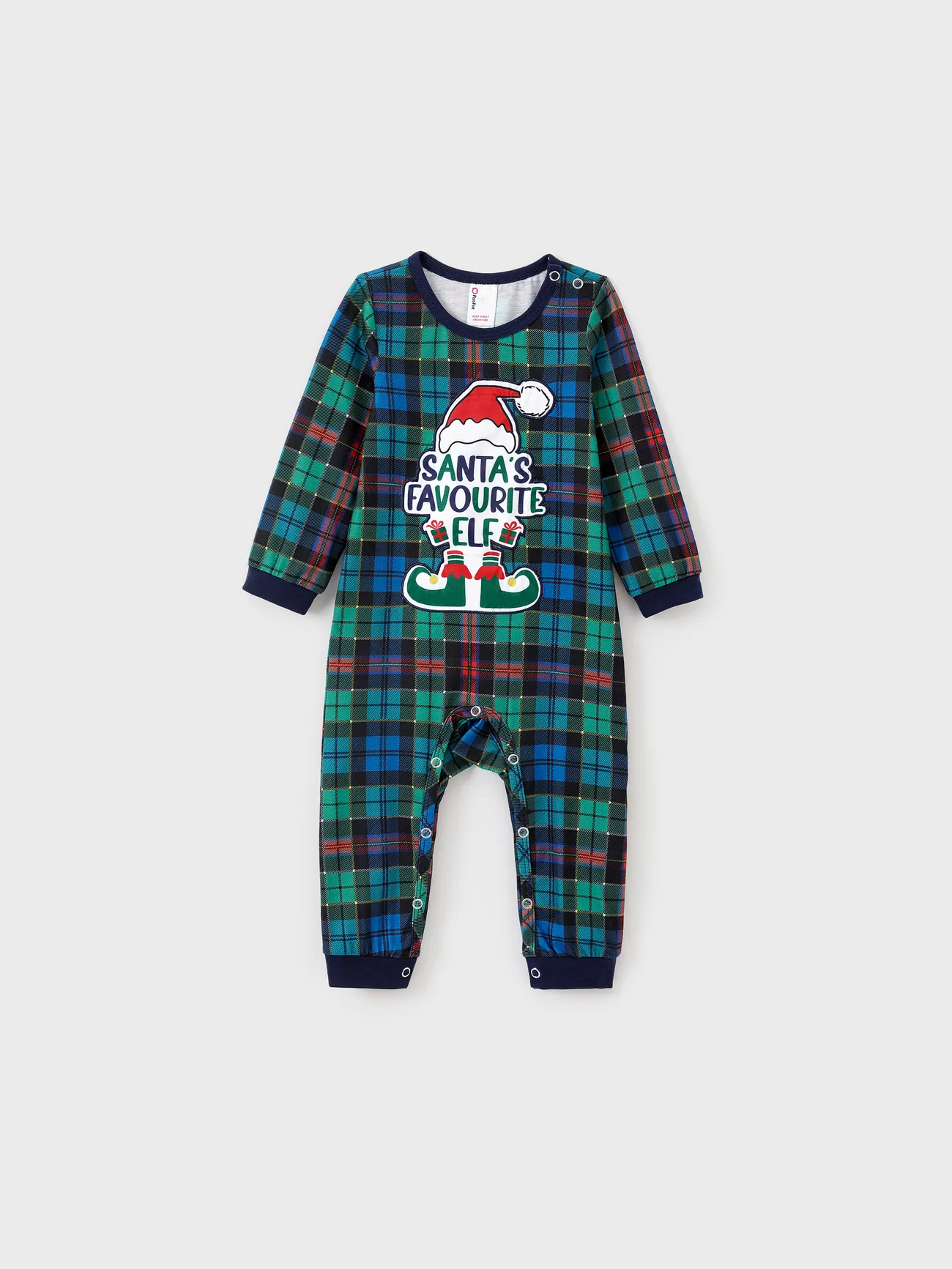 

Christmas Family Matching Santa's Favorite ELF Plaid Pants Pajamas Sets