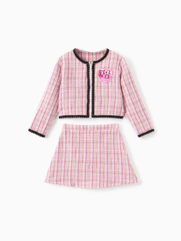 Arc-en-ciel haut Toddler / Kid Girl 2pcs Bella Stella Character Tweed Cardigan avec jupe Set