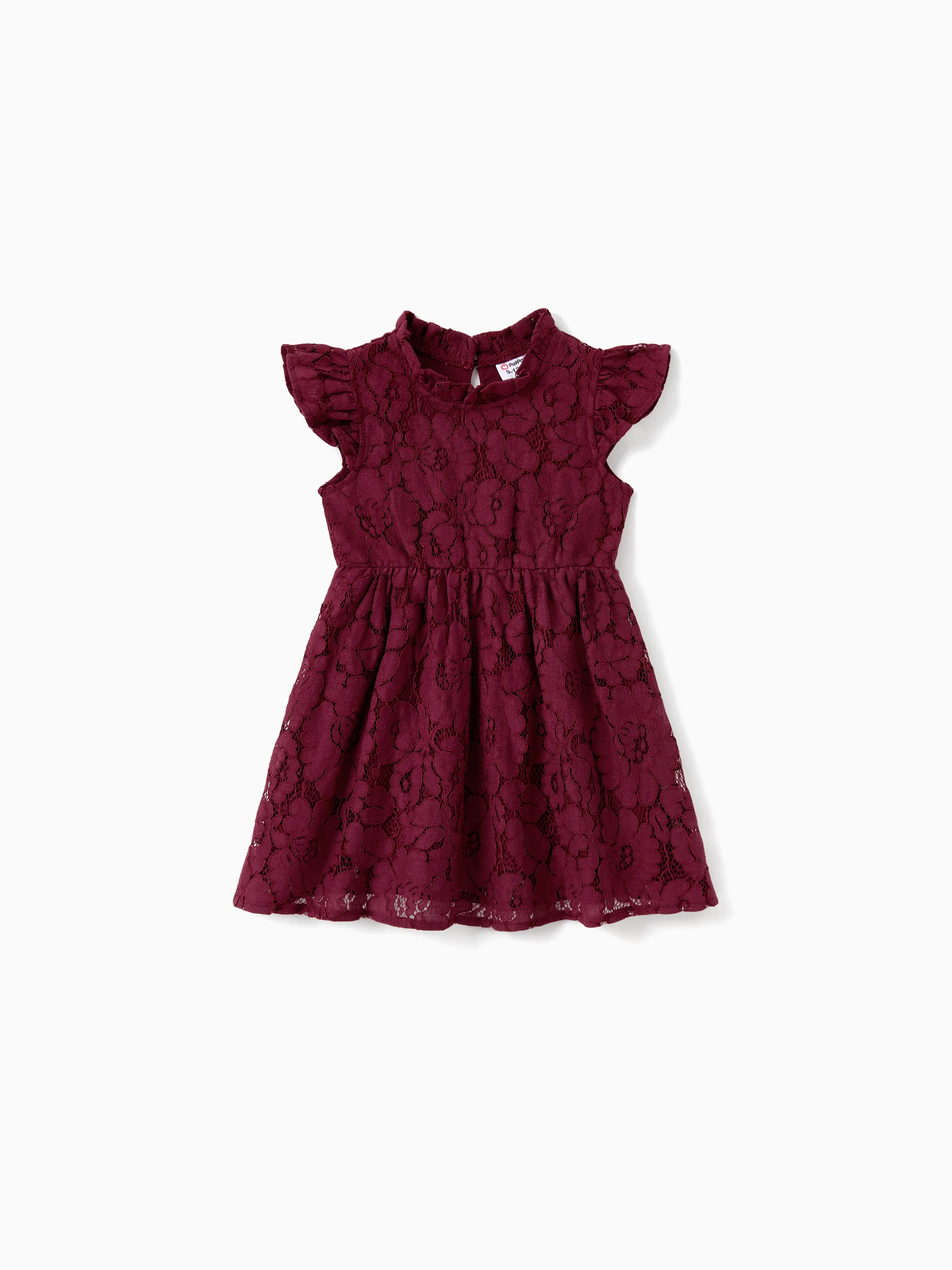 

Family Matching Sets Plaid Shirt or Red Wine Lace Ruffle Sleeve A-Line Dress