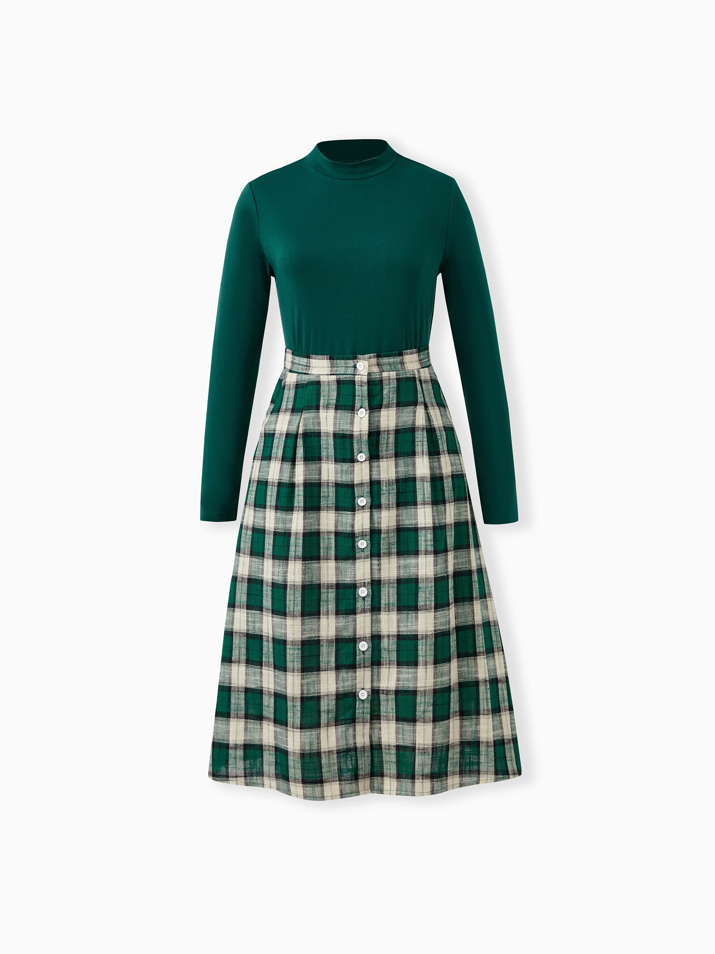 

Green Plaid Matching Family Outfits Long Sleeves Co-ord