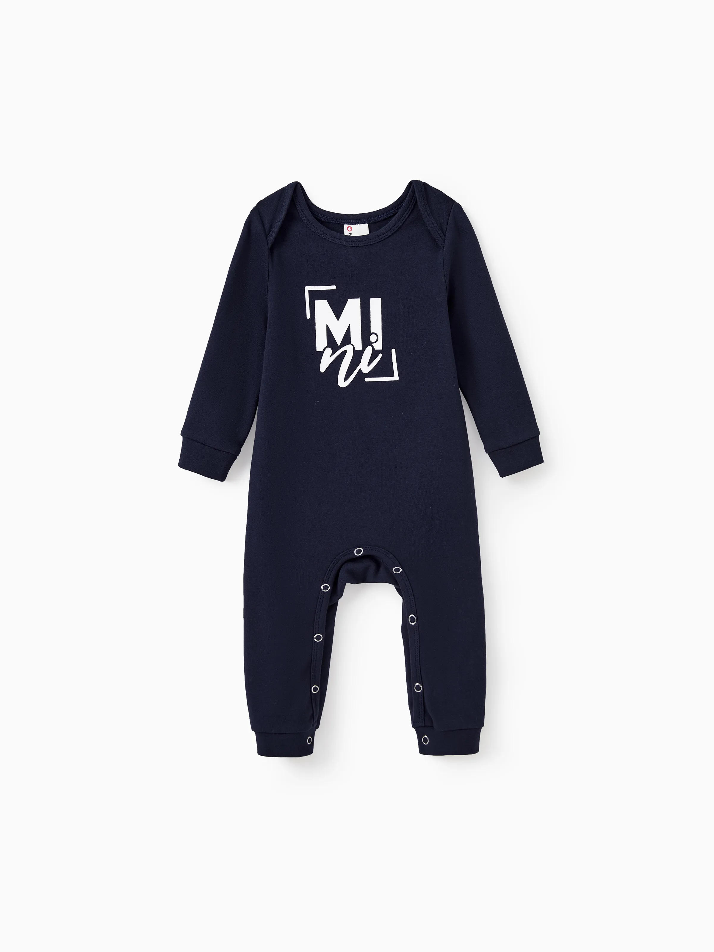 

Mommy and Me Navy Blue Long Sleeves Letter Print Hooded Dresses with Kangaroo Pocket