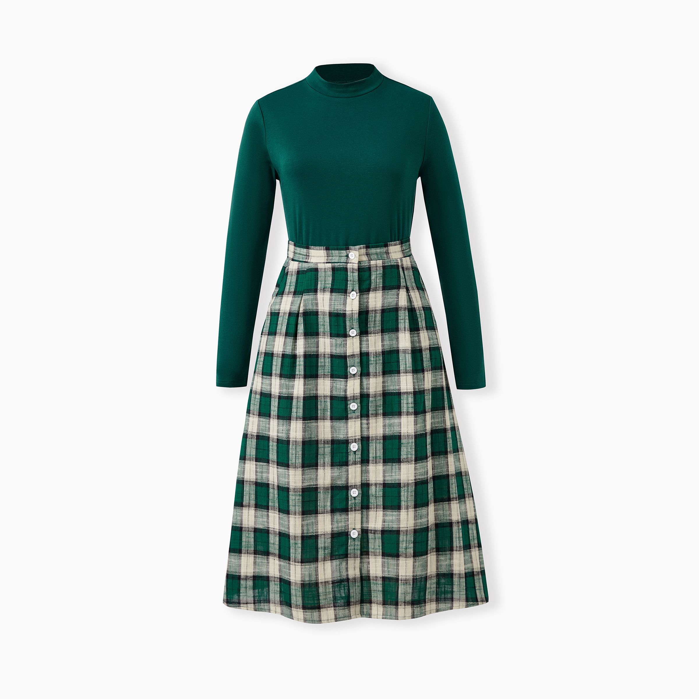 

Green Plaid Matching Family Outfits Long Sleeves Co-ord Sets