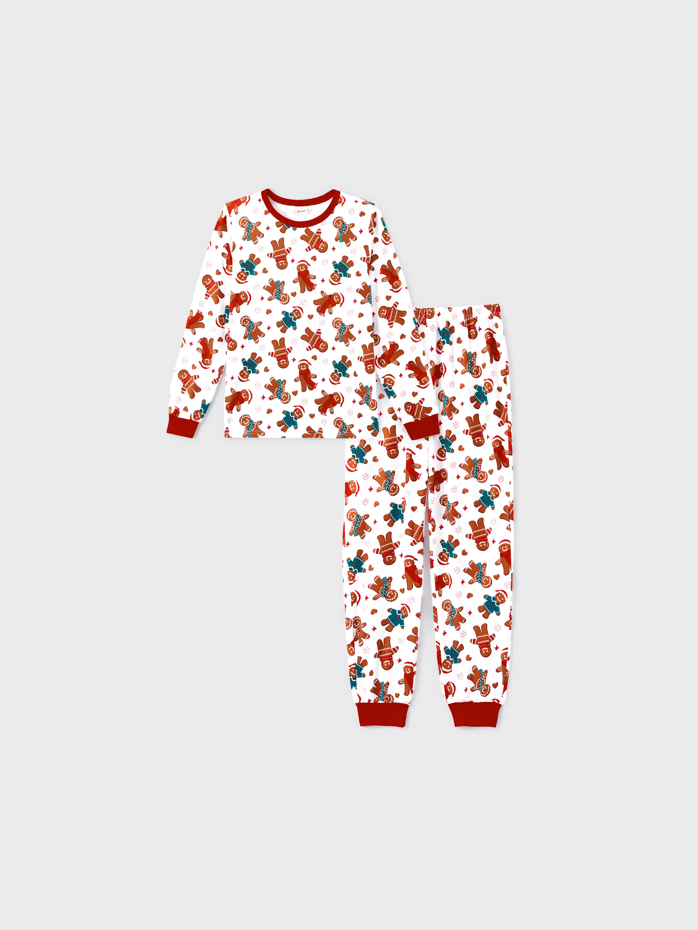 Christmas Family Matching Cartoon Gingerbread Man Allover Print  Pajamas Sets