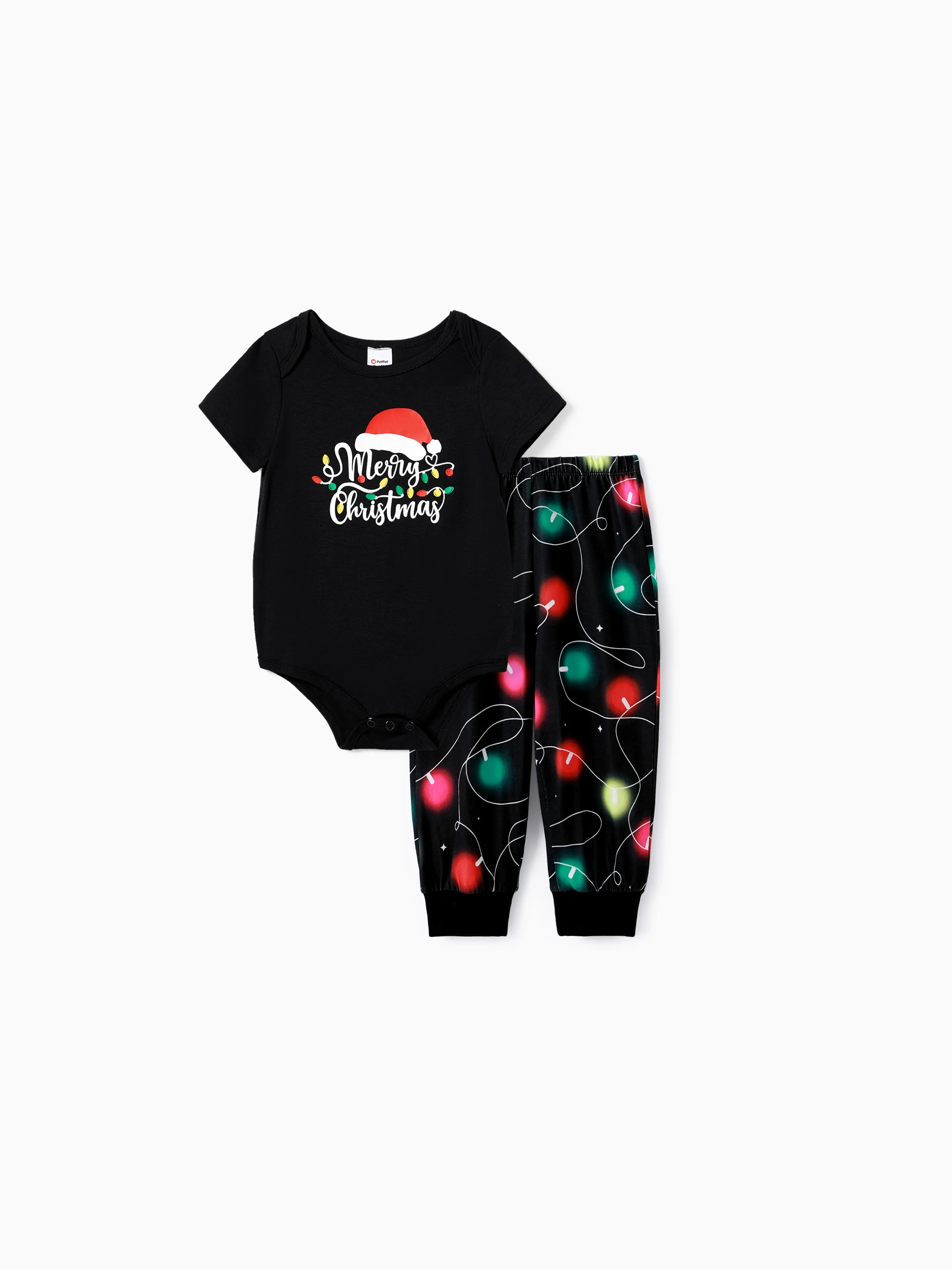 

Christmas Family Matching Letters&Festive light bulb Print Short-sleeve Pajamas Sets