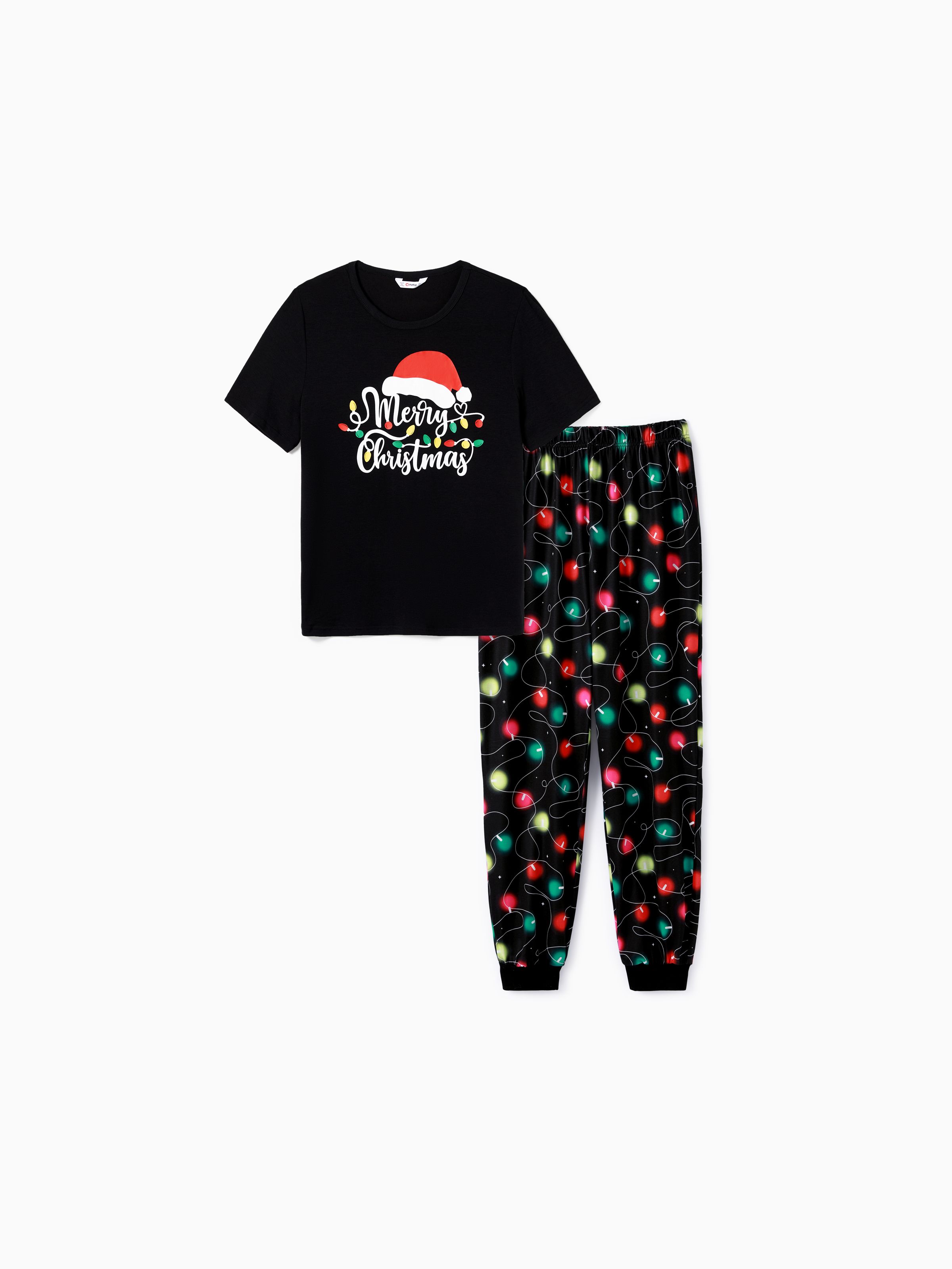 

Christmas Family Matching Letters&Festive light bulb Print Short-sleeve Pajamas Sets