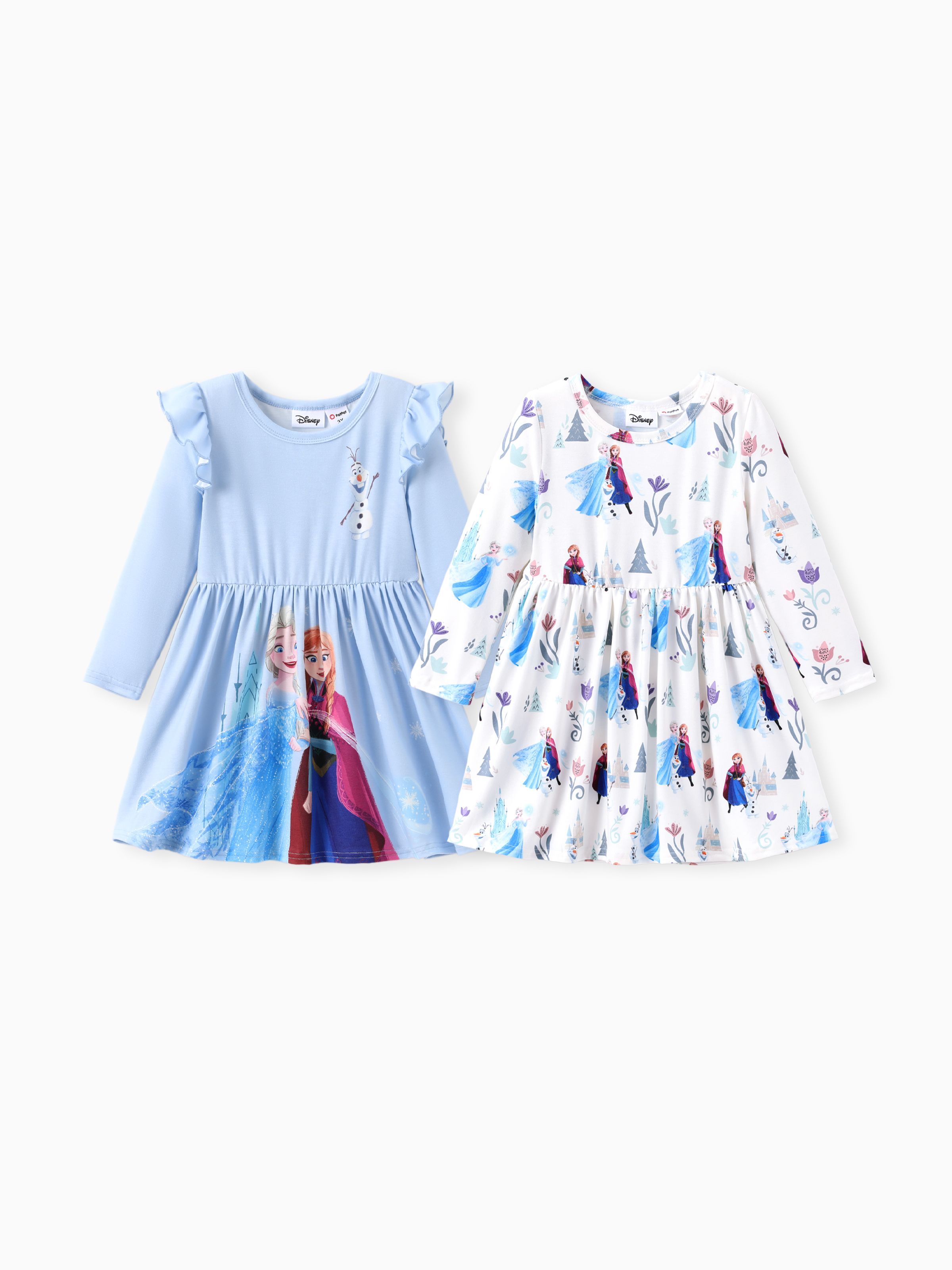 

Disney Frozen Toddler Girl 2-pack Naia™ Elsa And Anna Ruffled Long-sleeve Dress