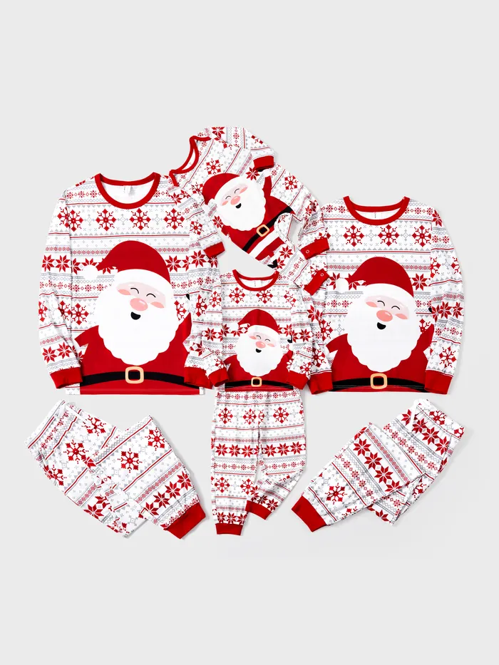 Christmas Pajamas Family Matching Santa Claus Big Graphic Pajamas Sets with Pockets and Drawstring