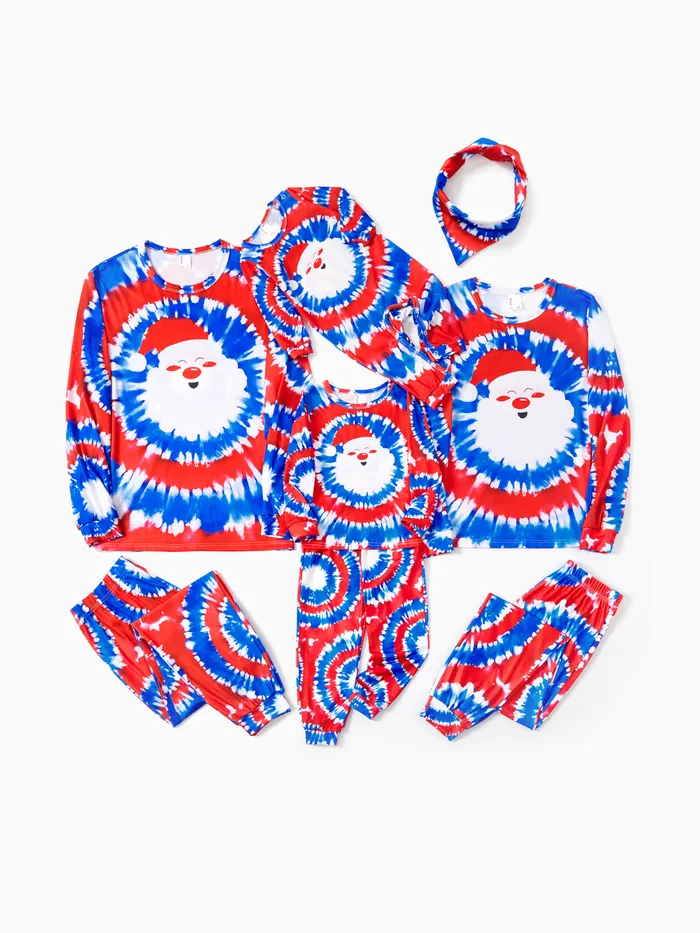 Christmas Family Matching Twirly Tie Dye Santa Claus Pajamas Sets 