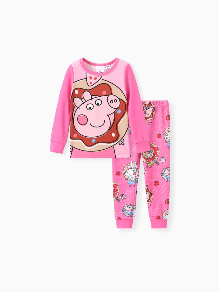 Peppa Pig Toddler Filles 2pcs Naia™ Dessert Print Ensemble de vêtements de nuit à manches longues