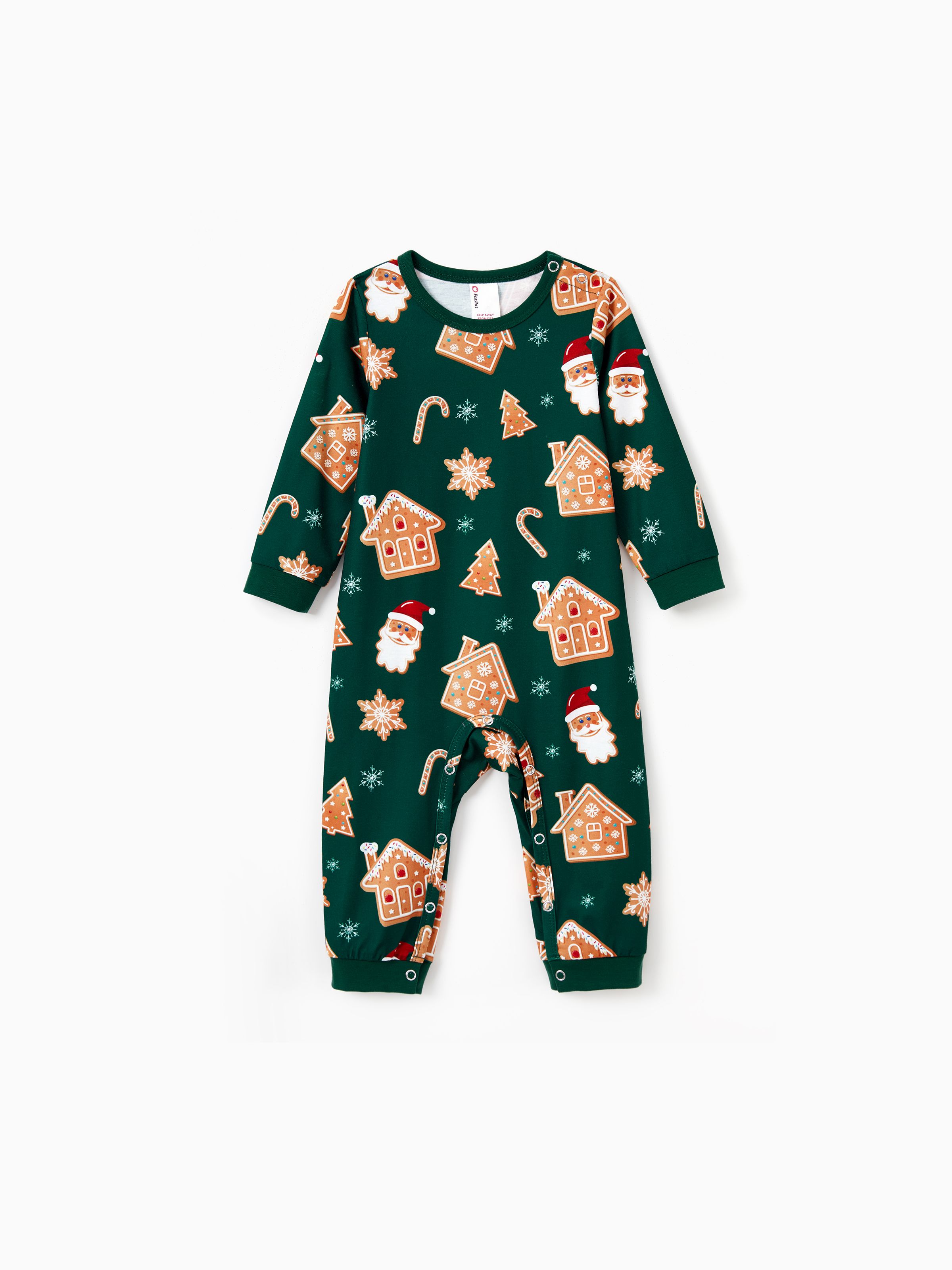 

Christmas Family Matching Raglan Sleeves Gingerbread House Pattern Pajamas Sets with Drawstring and Pockets (Flame Resistant)