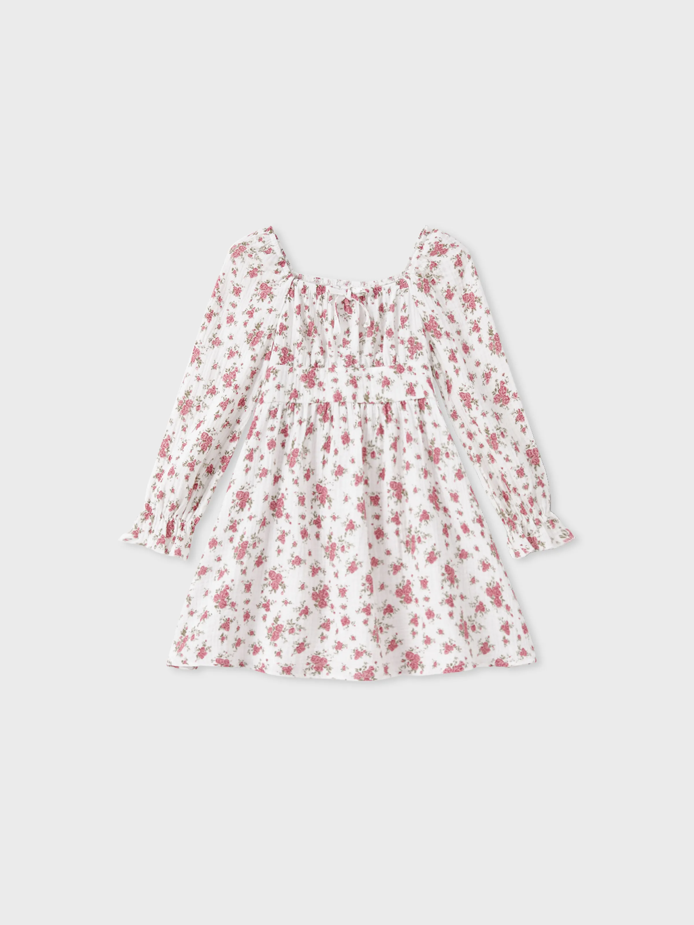 

Mommy and Me Ditsy Floral Pattern Long-Sleeve Bow-Tie Neck Dress/Romper