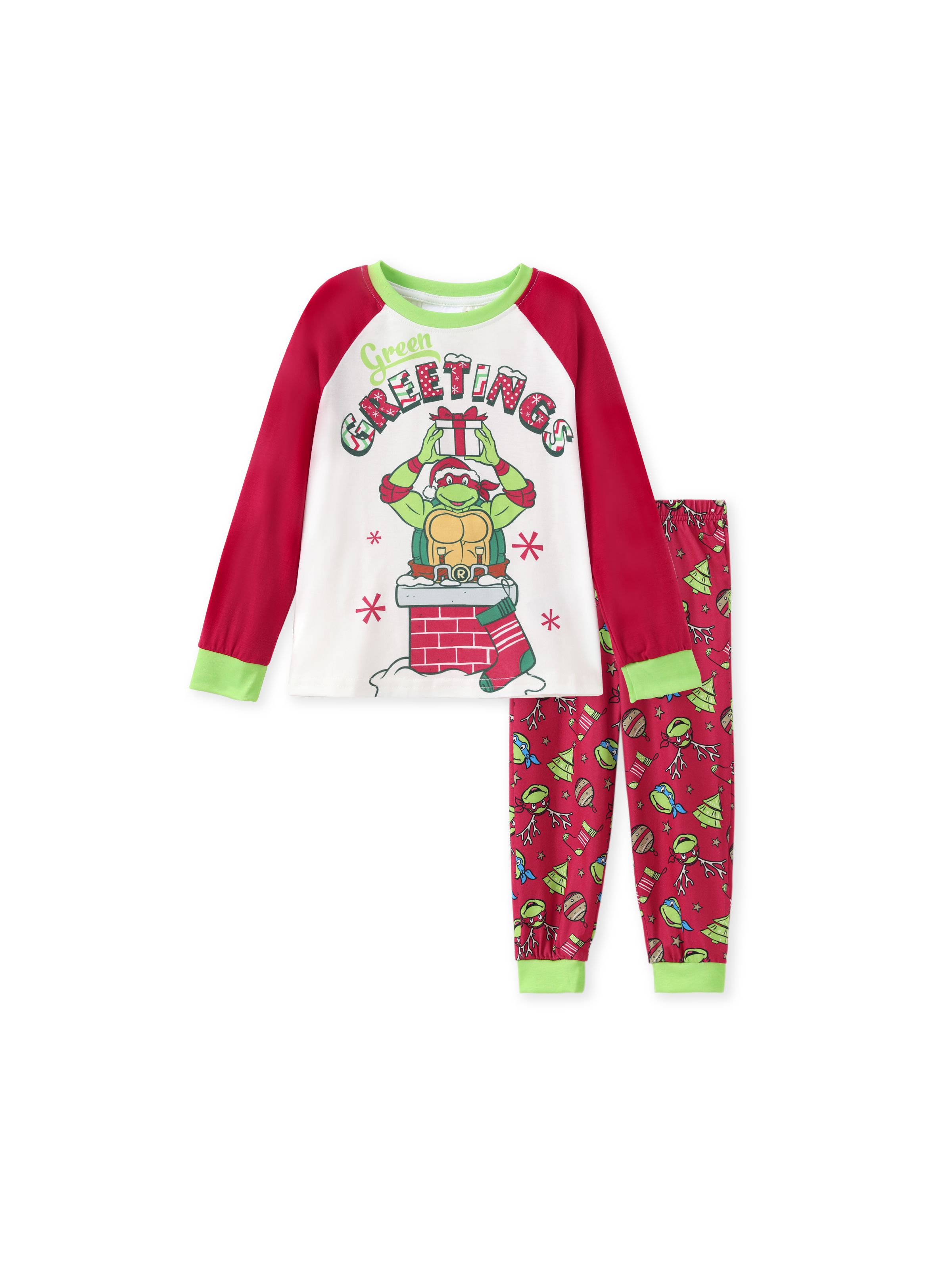 

Teenage Mutant Ninja Turtle Family matching Christmas Print Colorblock Long-sleeve Pajamas Set (Flame Resistant)