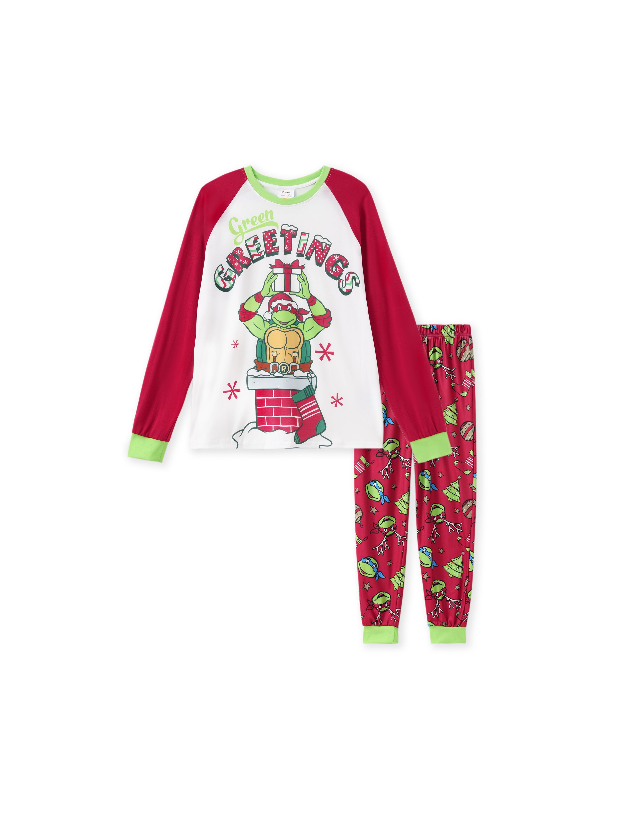 

Teenage Mutant Ninja Turtle Family matching Christmas Print Colorblock Long-sleeve Pajamas Set (Flame Resistant)